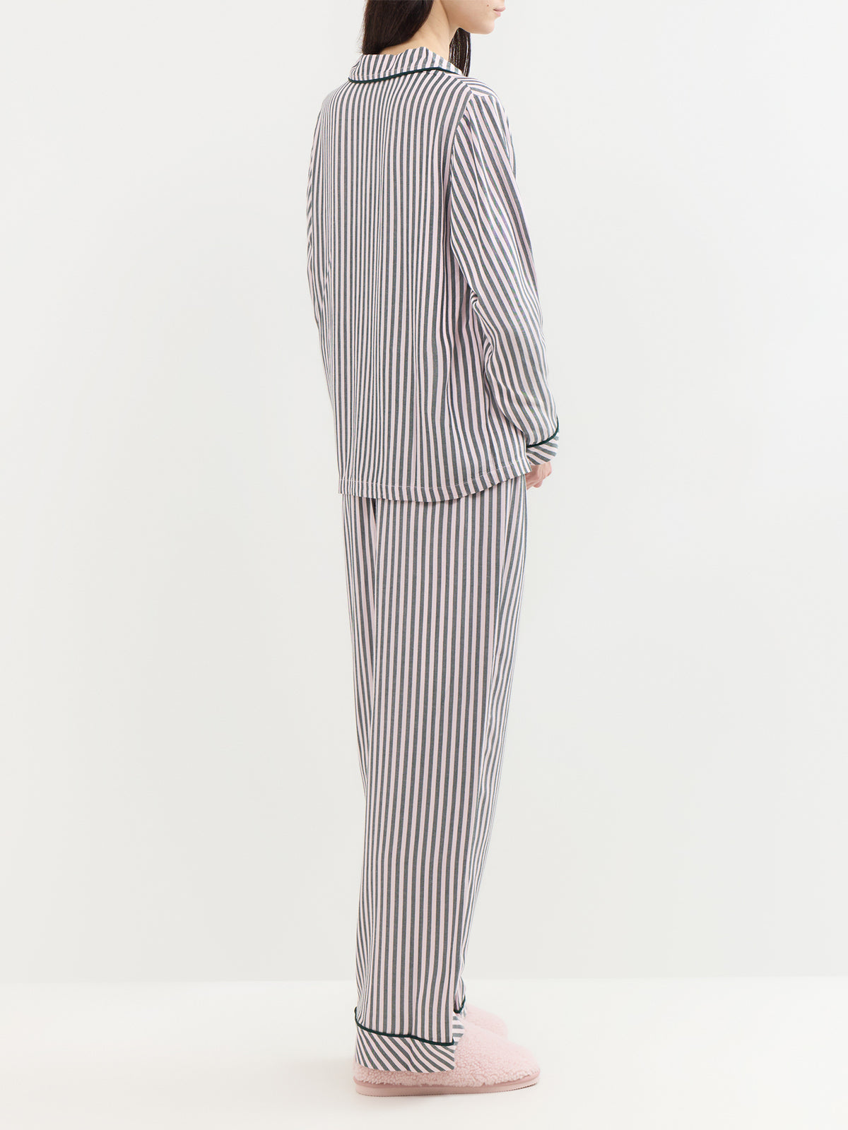 TENCEL Modal Long Pyjama Bottoms - Pink & Green Stripe