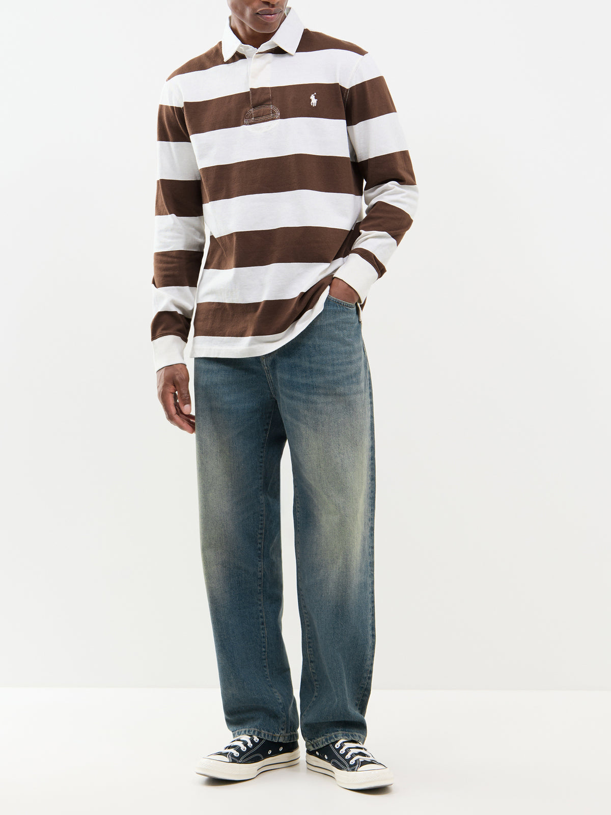 Cotton Striped Rugby Shirt - Chocolate Brown