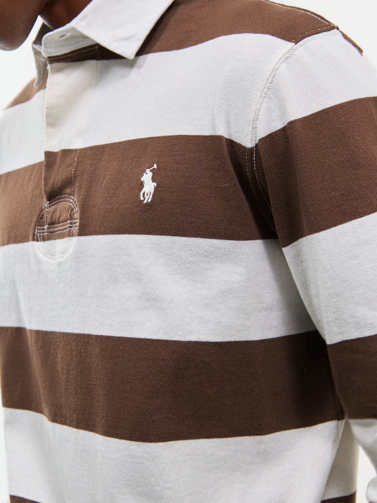 Cotton Striped Rugby Shirt - Chocolate Brown