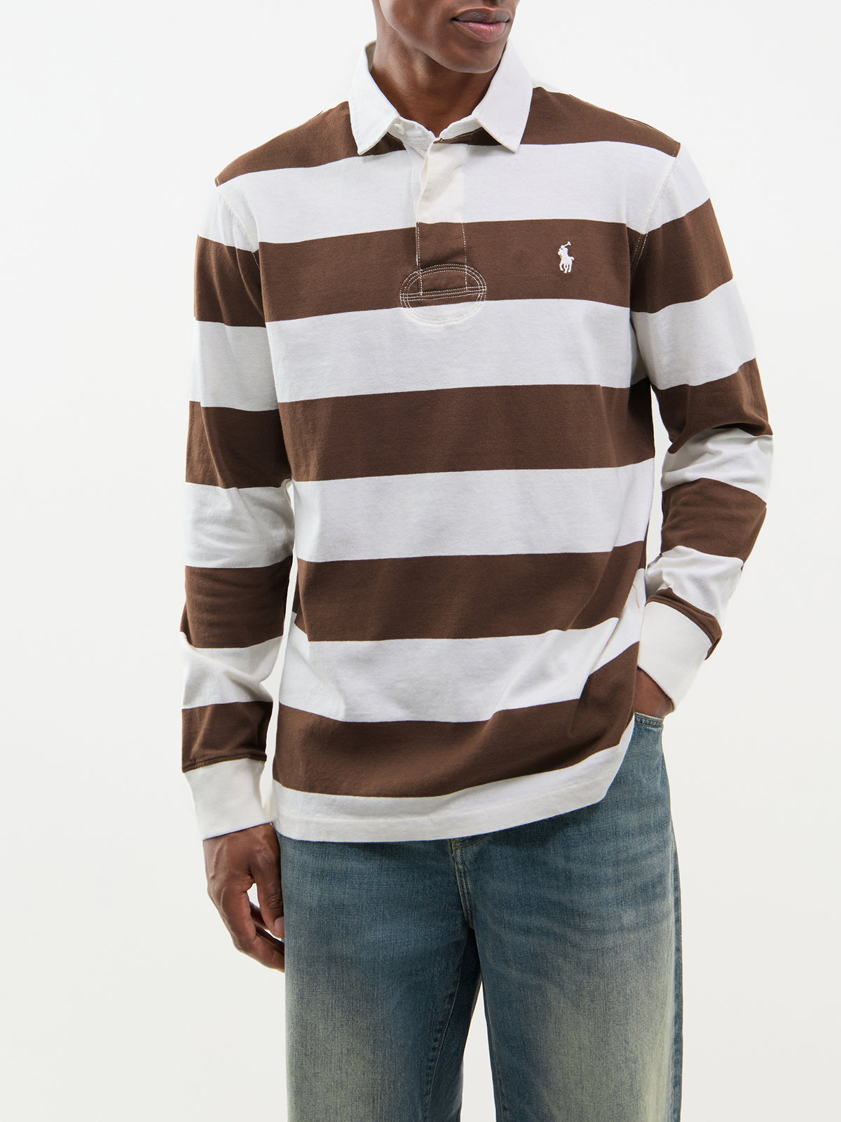 Cotton Striped Rugby Shirt - Chocolate Brown