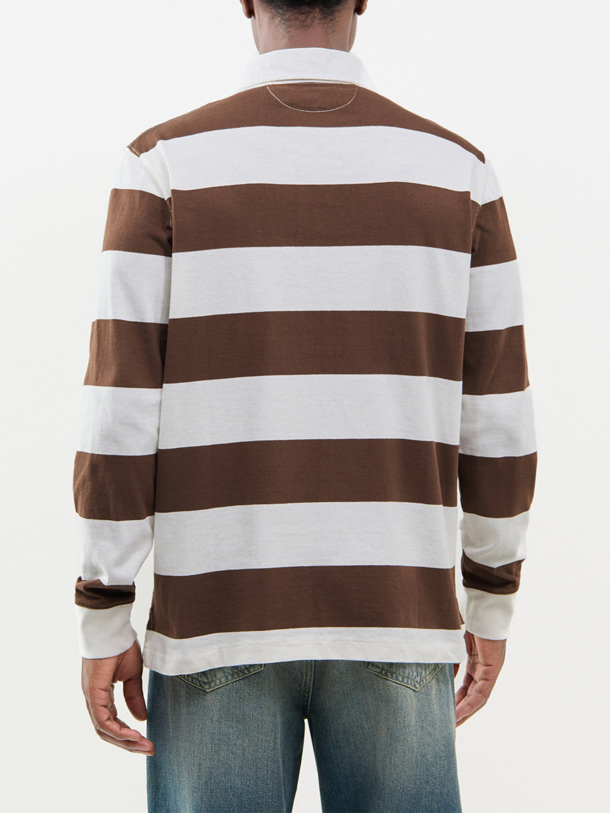 Cotton Striped Rugby Shirt - Chocolate Brown