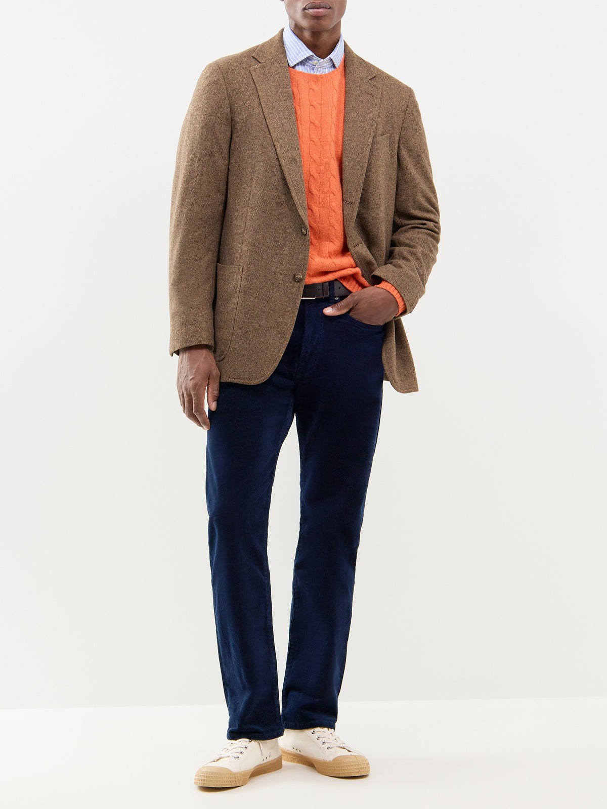 Wool & Cashmere Cable Knit Jumper - Orange Jasper Heather