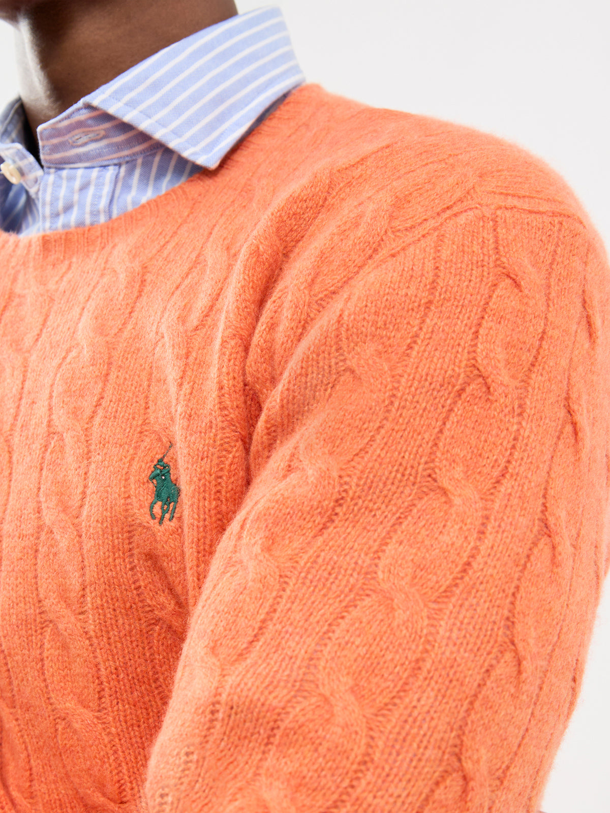 Wool & Cashmere Cable Knit Jumper - Orange Jasper Heather