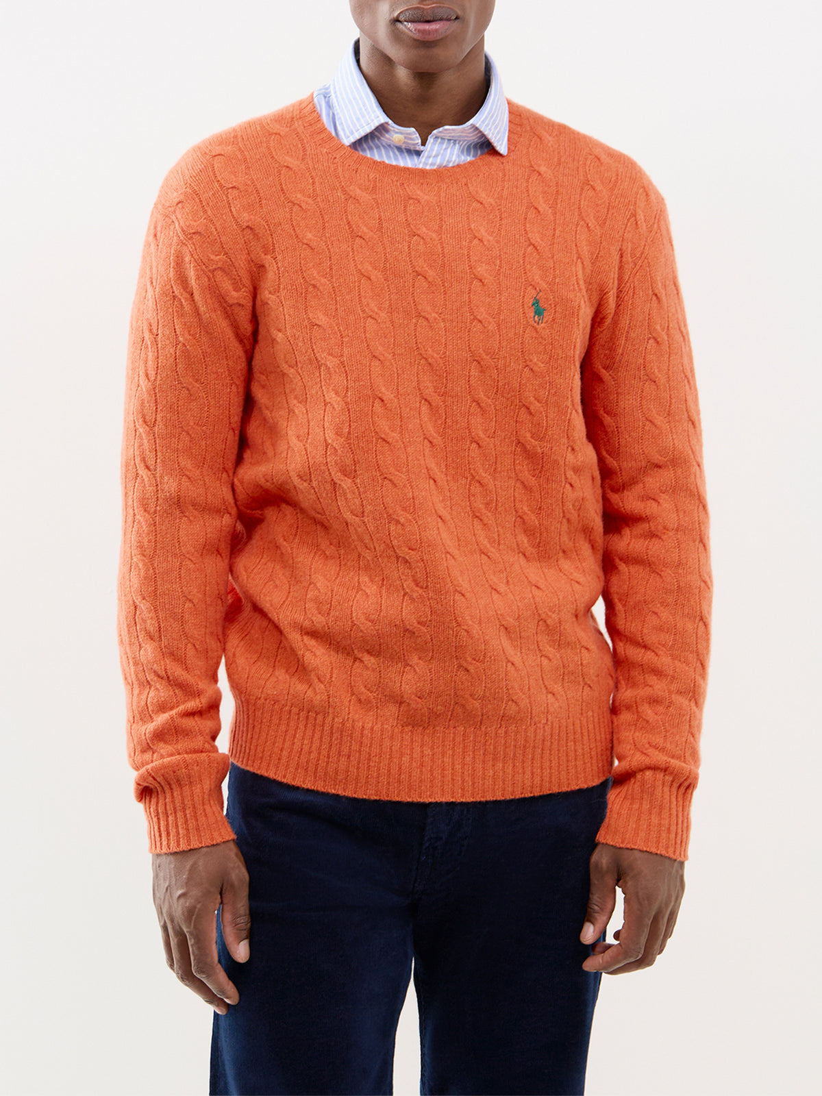 Wool & Cashmere Cable Knit Jumper - Orange Jasper Heather