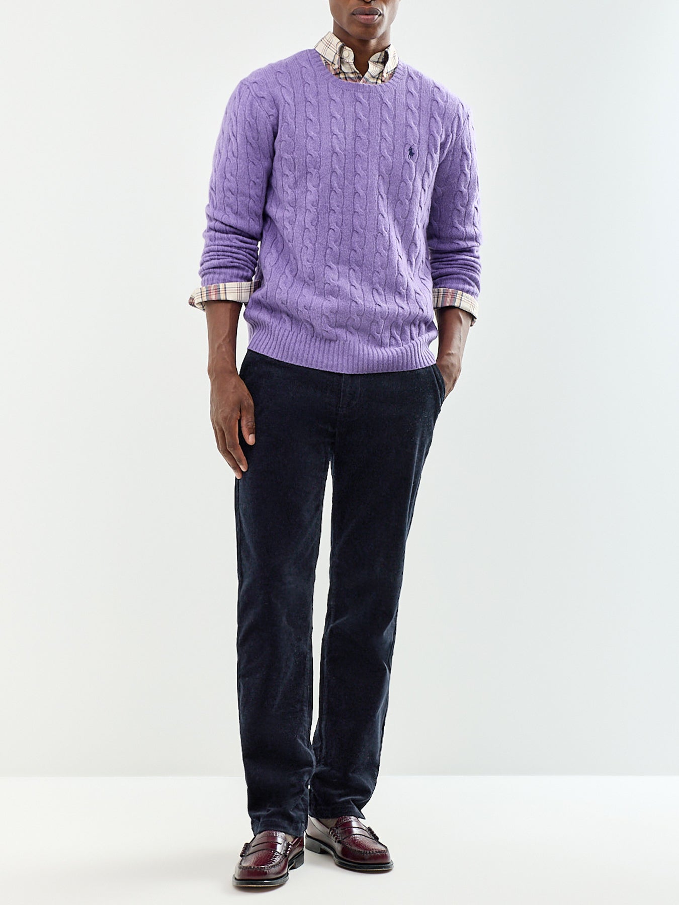 Men's Wool & Cashmere Cable Knit Crew Neck Jumper