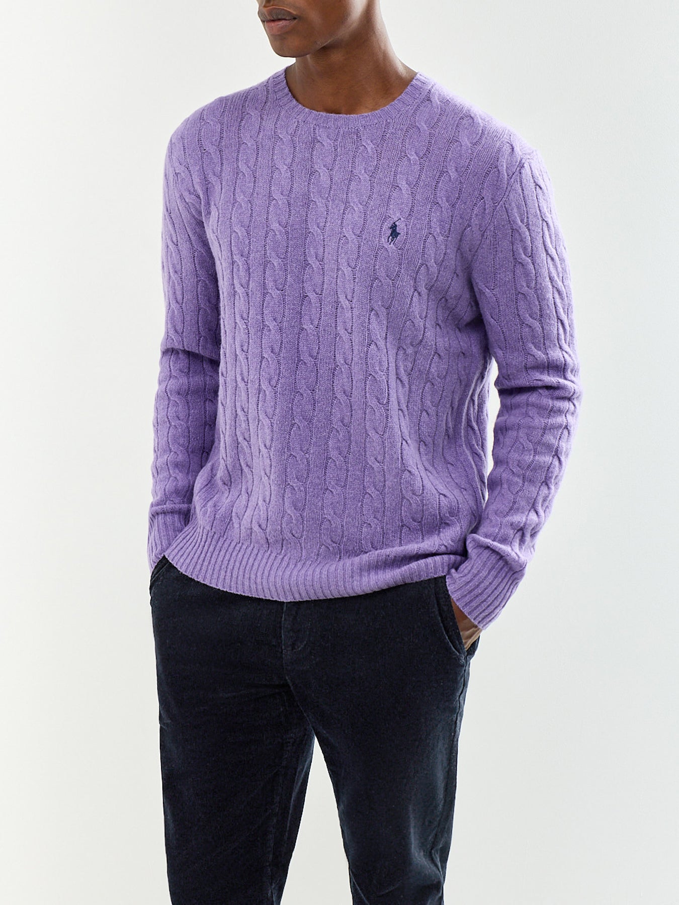 Men's Wool & Cashmere Cable Knit Crew Neck Jumper