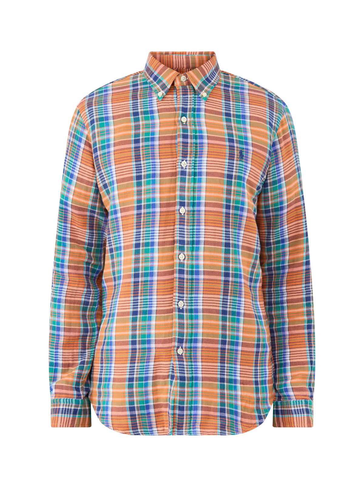Custom Fit Cotton Double-Faced Check Shirt - Green & Navy
