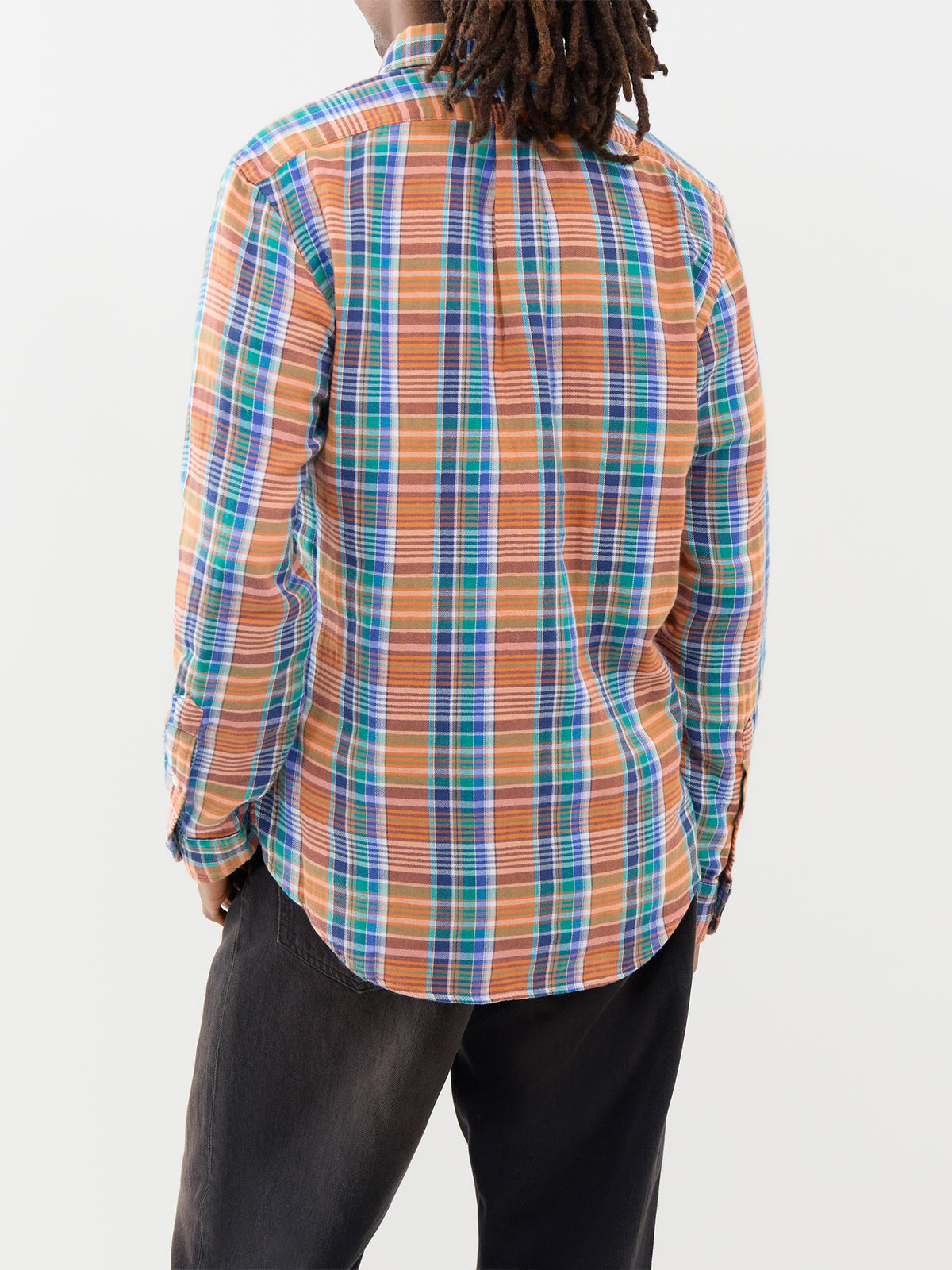 Custom Fit Cotton Double-Faced Check Shirt - Green & Navy