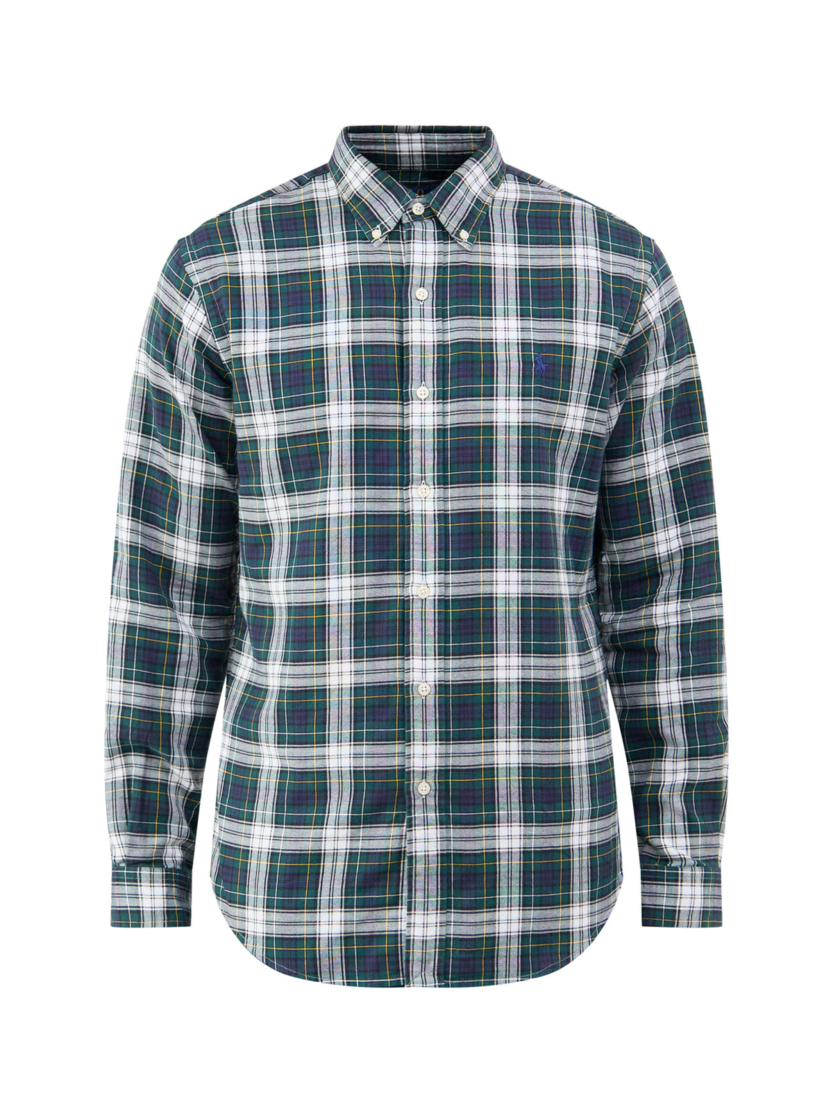 Custom Fit Cotton Oxford Check Shirt - Cream & Navy