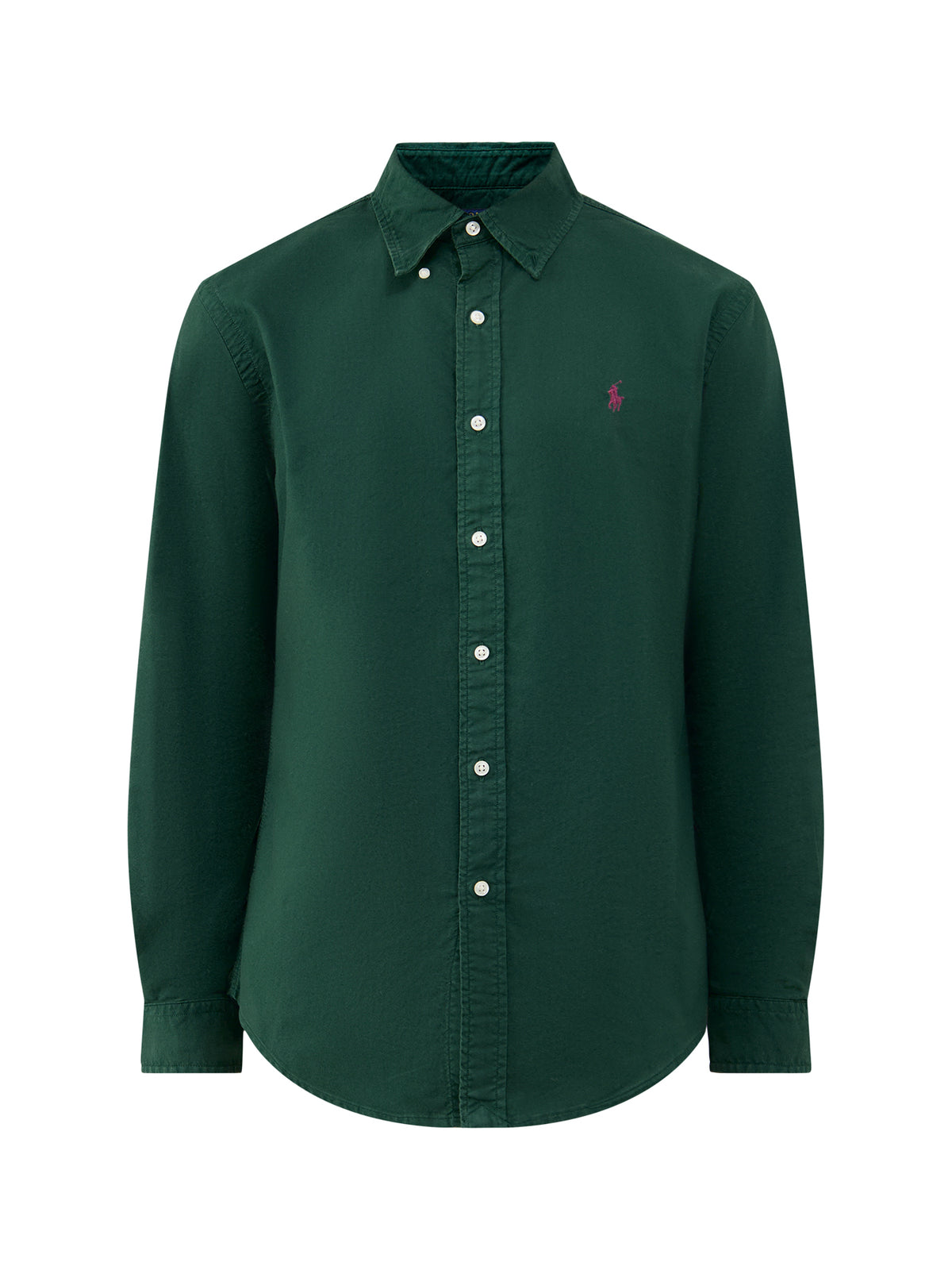 Custom Fit Garment-Dyed Cotton Oxford Shirt - Moss Agate