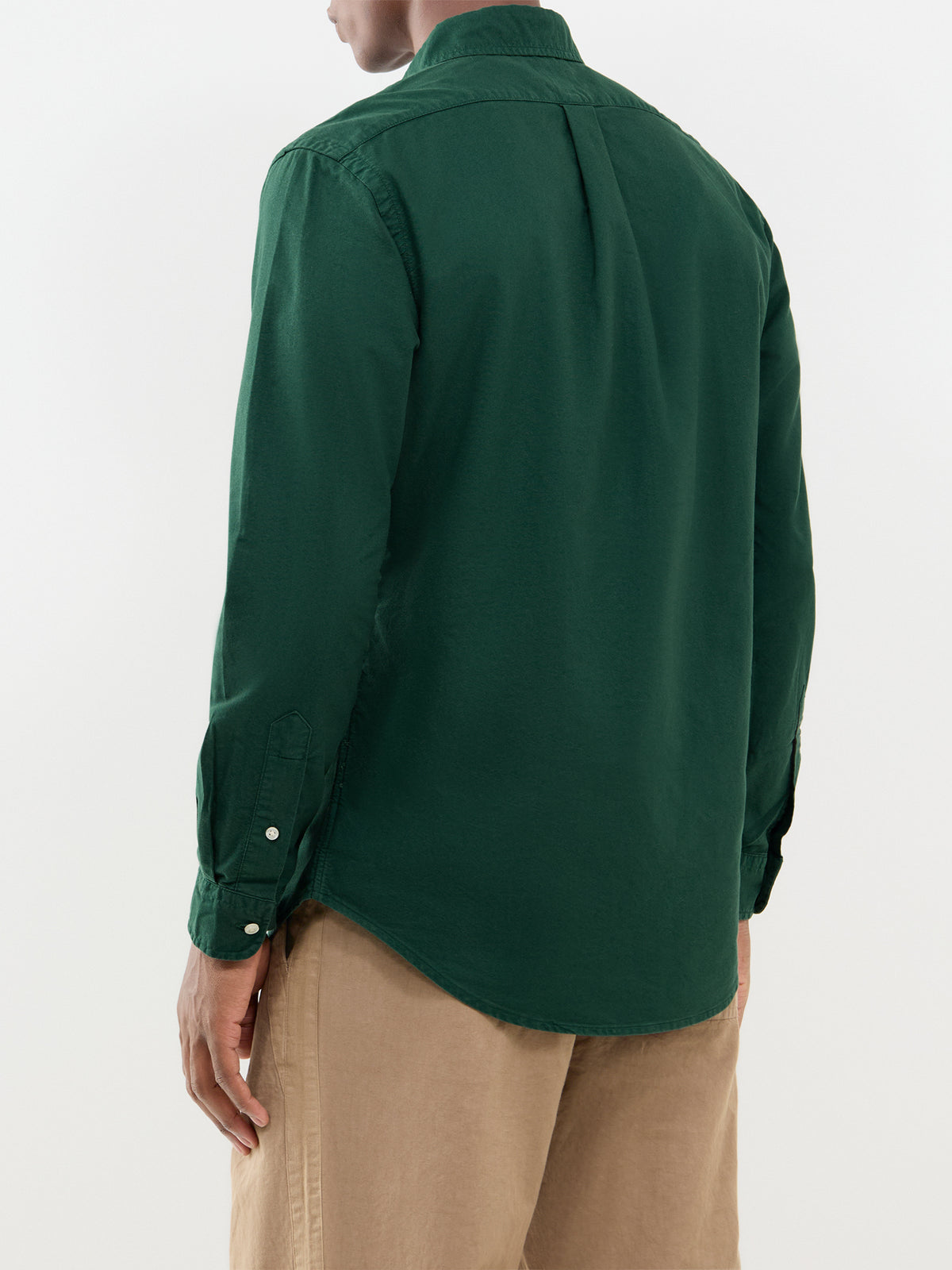 Custom Fit Garment-Dyed Cotton Oxford Shirt - Moss Agate