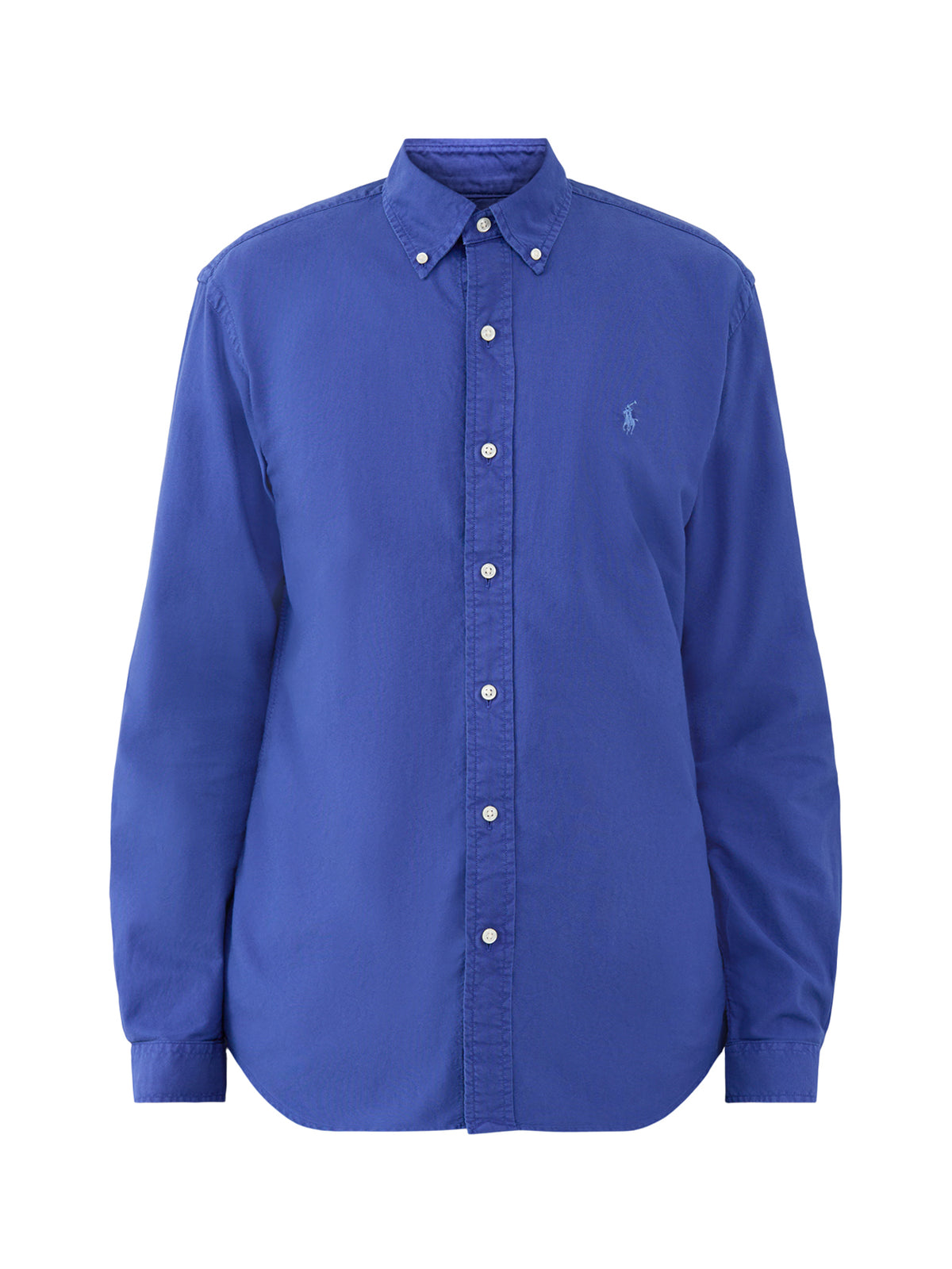 Custom Fit Garment-Dyed Cotton Oxford Shirt - Blue Yacht
