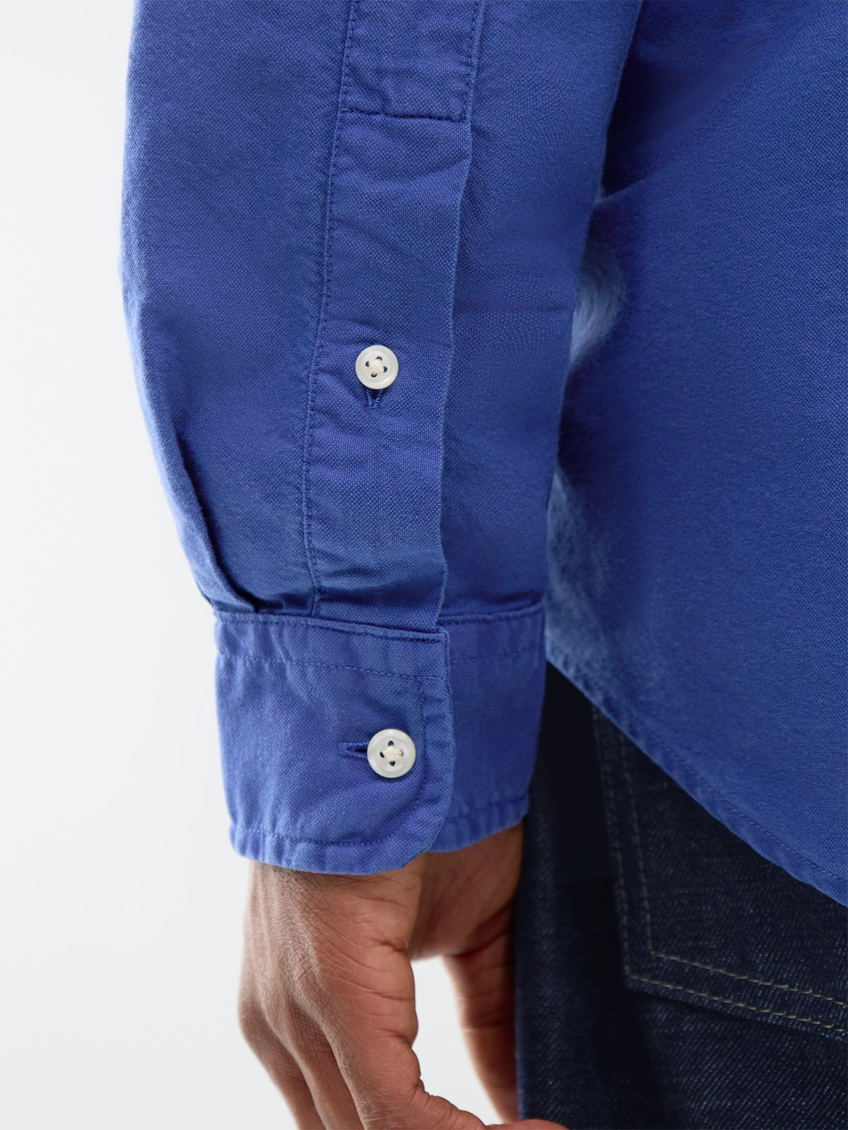 Custom Fit Garment-Dyed Cotton Oxford Shirt - Blue Yacht
