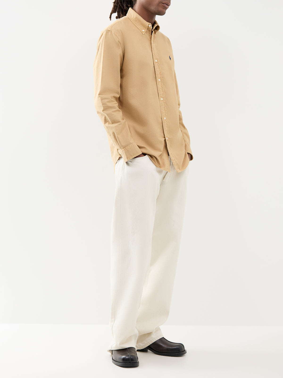Custom Fit Garment-Dyed Cotton Oxford Shirt - Classic Camel