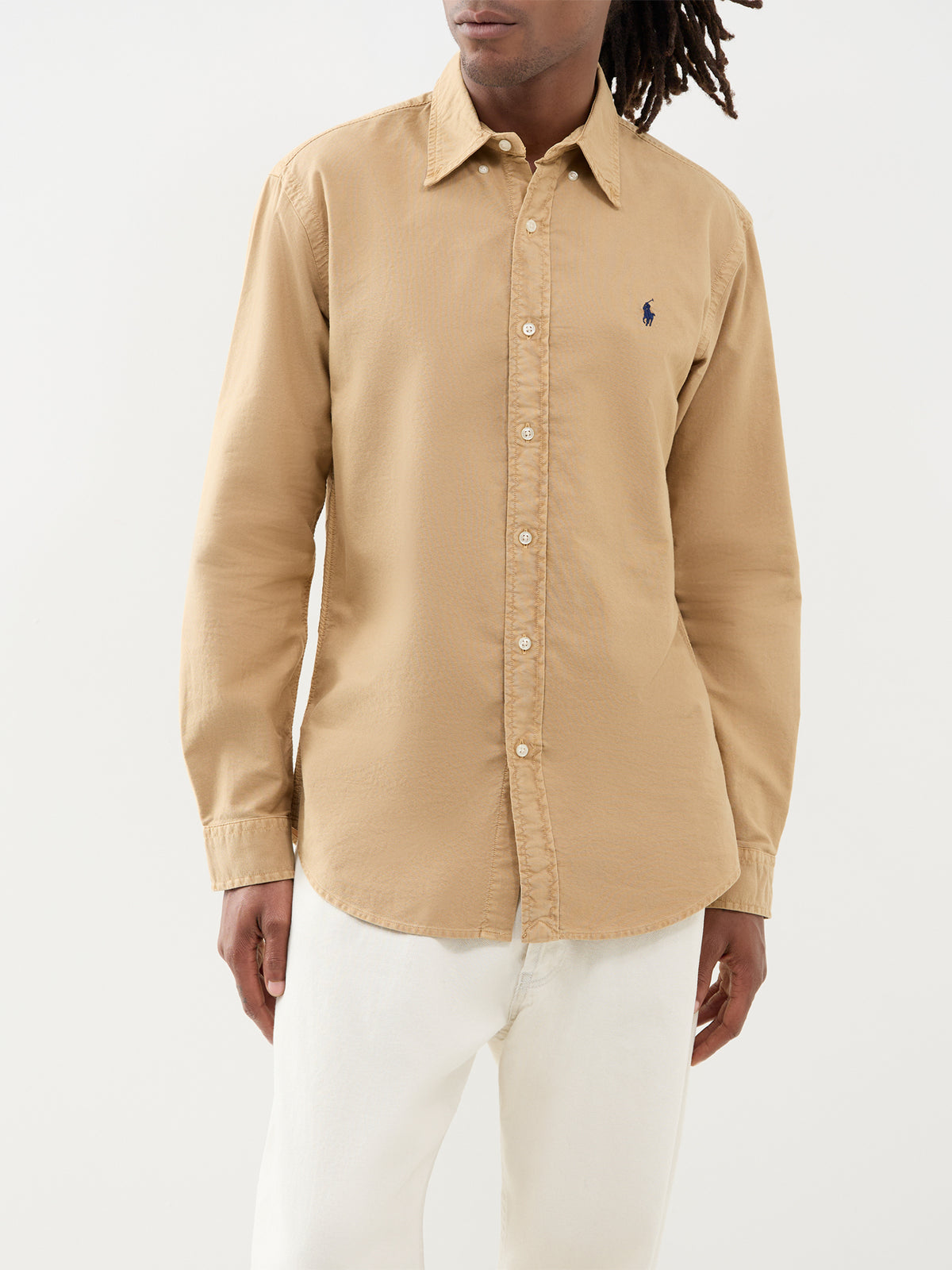 Custom Fit Garment-Dyed Cotton Oxford Shirt - Classic Camel