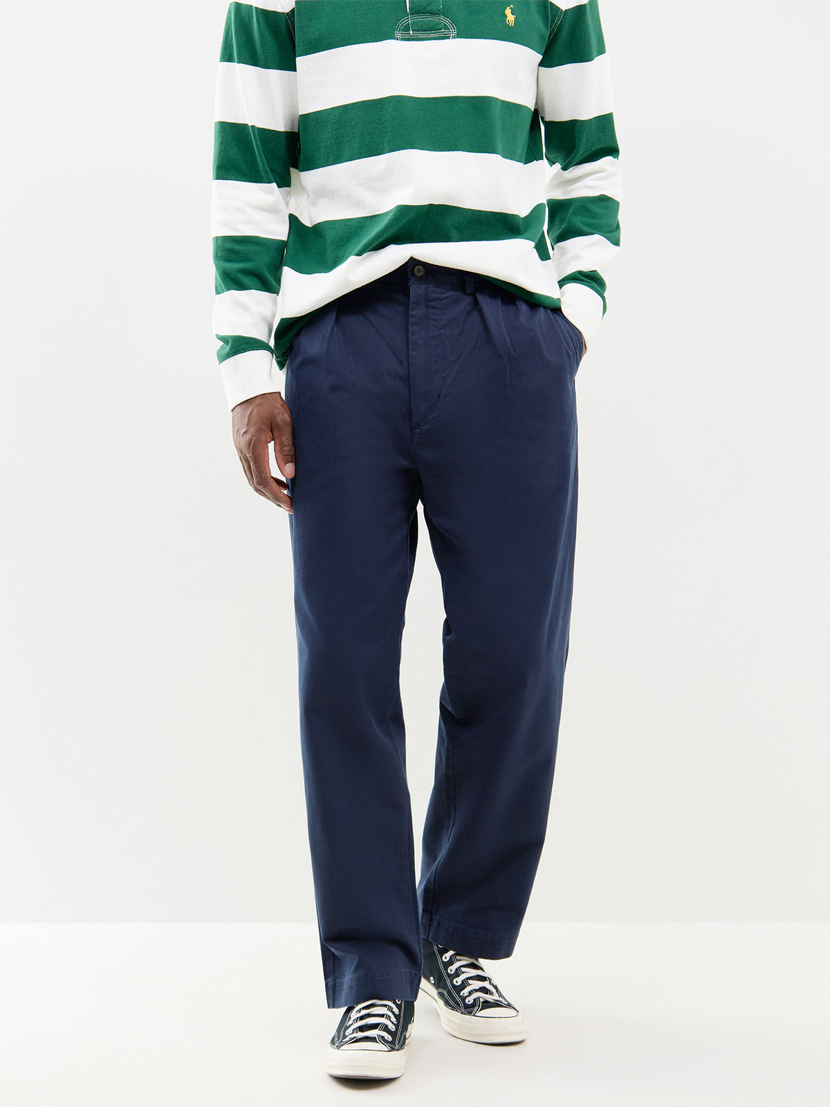Bedford Pleated Cotton Chinos - Aviator Navy