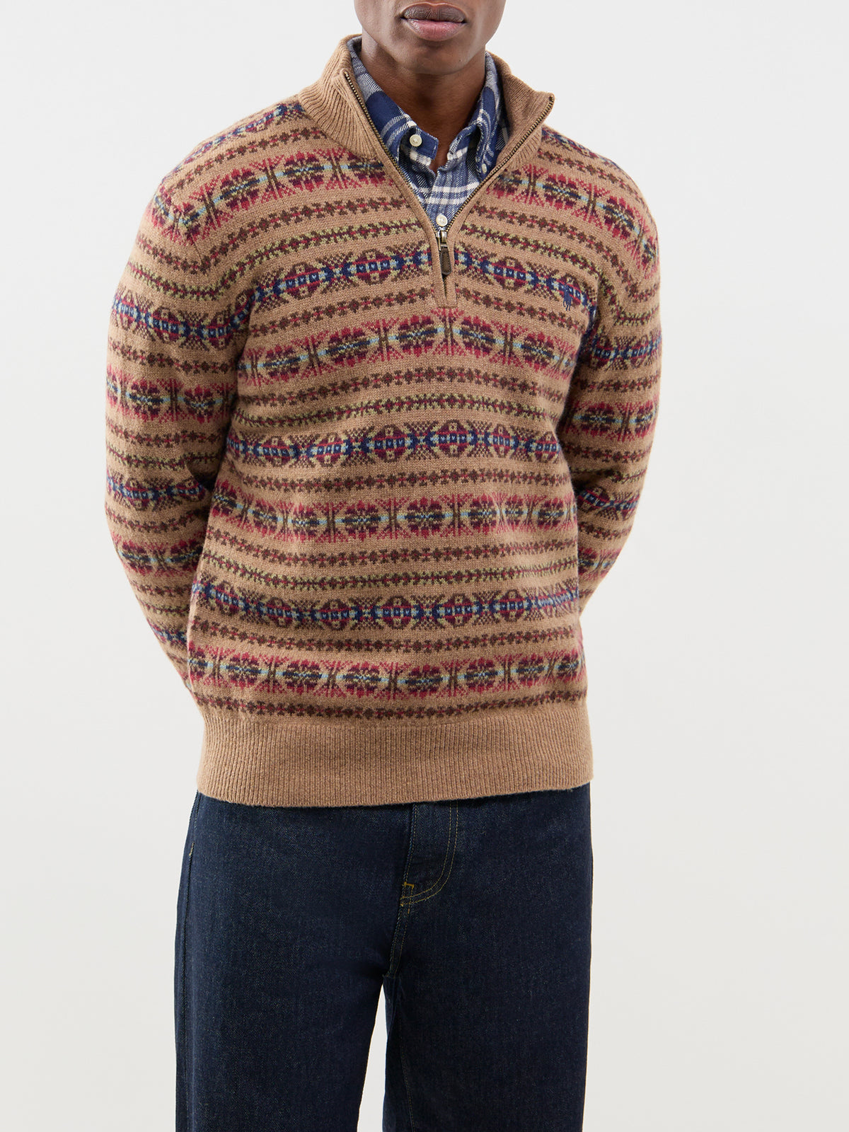 Fair Isle Wool Quarter-Zip Jumper - Multi