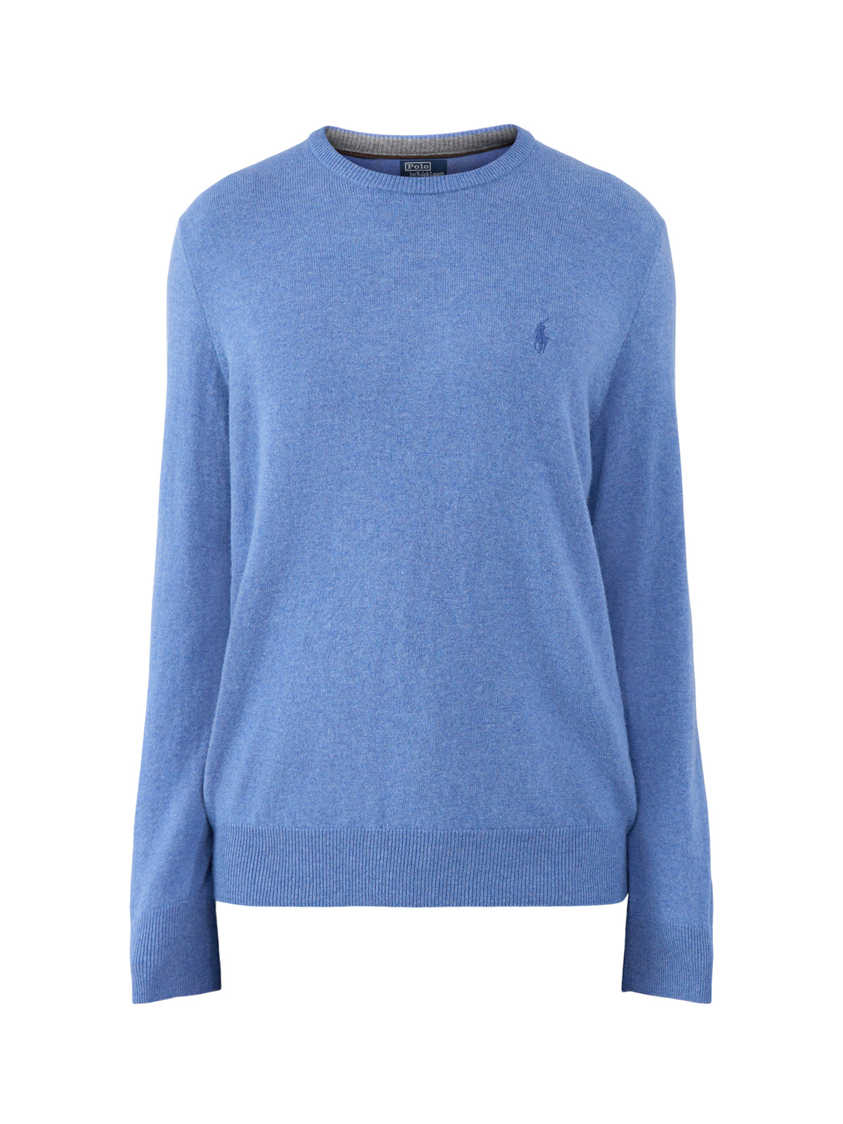 Wool Crew Neck Knitted Jumper - Blue Borage Heather