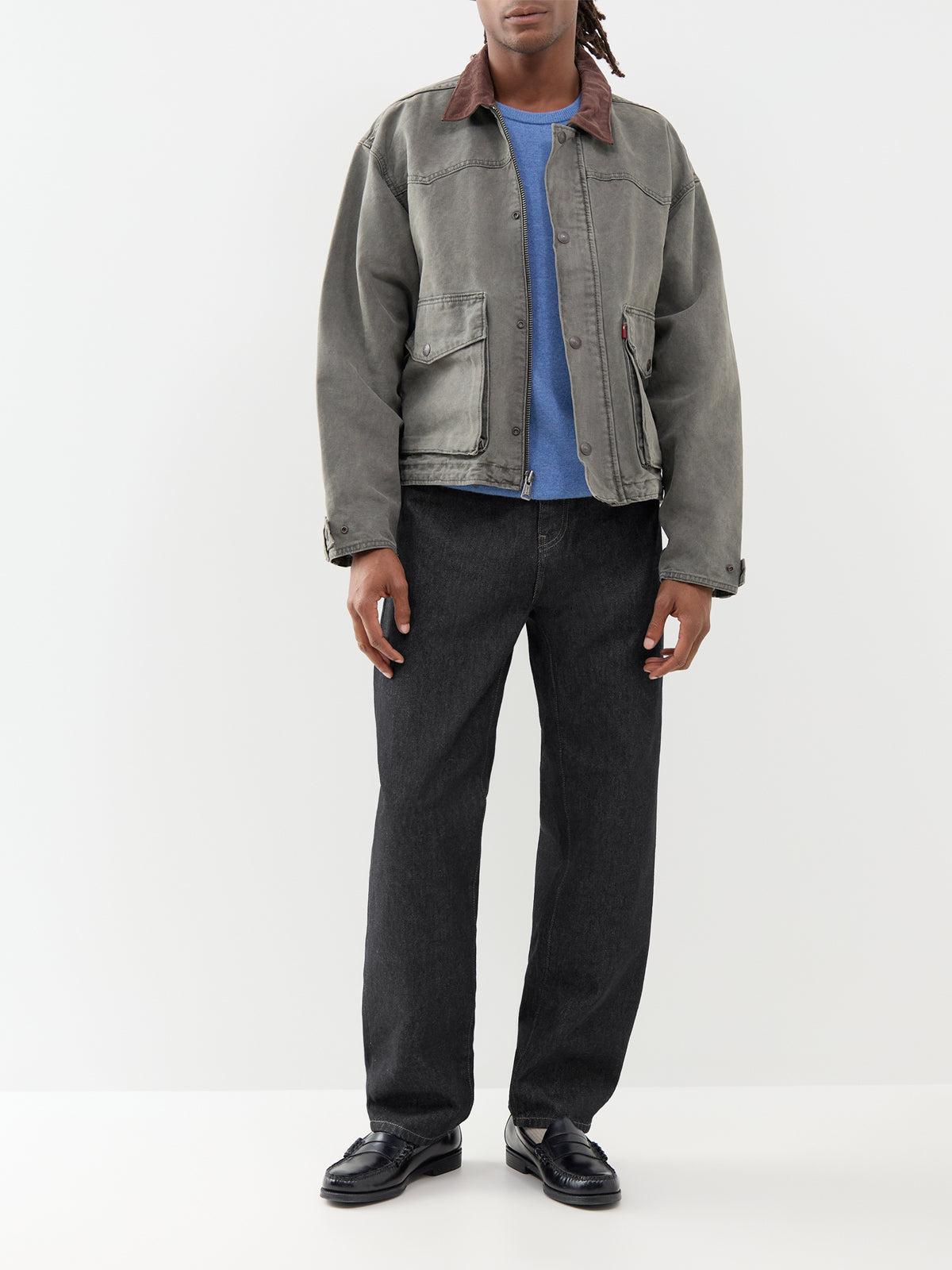 Wool Crew Neck Knitted Jumper - Blue Borage Heather