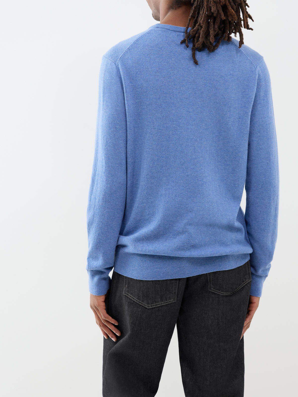 Wool Crew Neck Knitted Jumper - Blue Borage Heather