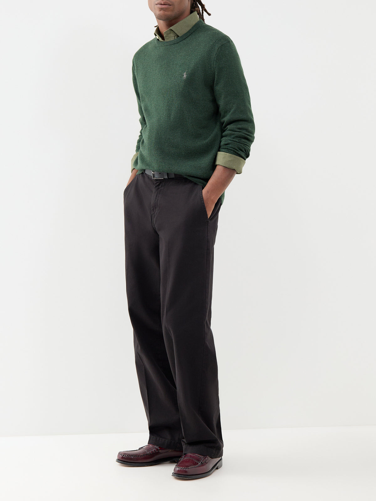 Wool Crew Neck Knitted Jumper - Lodgepole Pine Heather