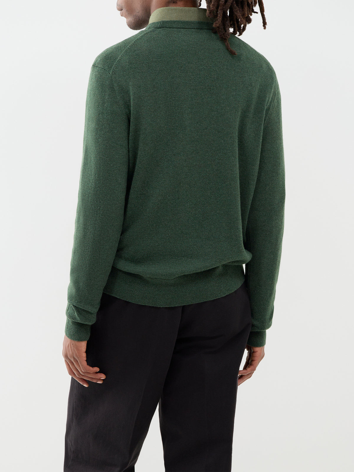 Wool Crew Neck Knitted Jumper - Lodgepole Pine Heather