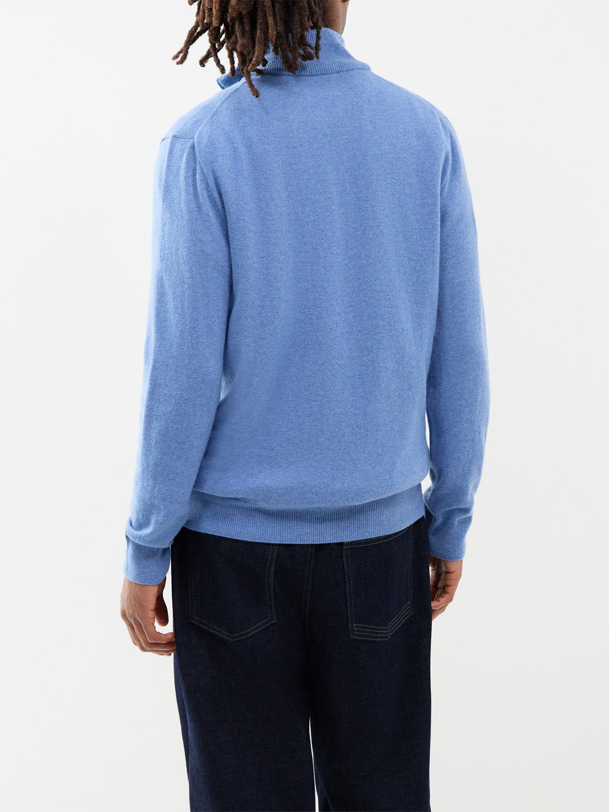 Wool Quarter-Zip Knitted Jumper - Blue Borage Heather