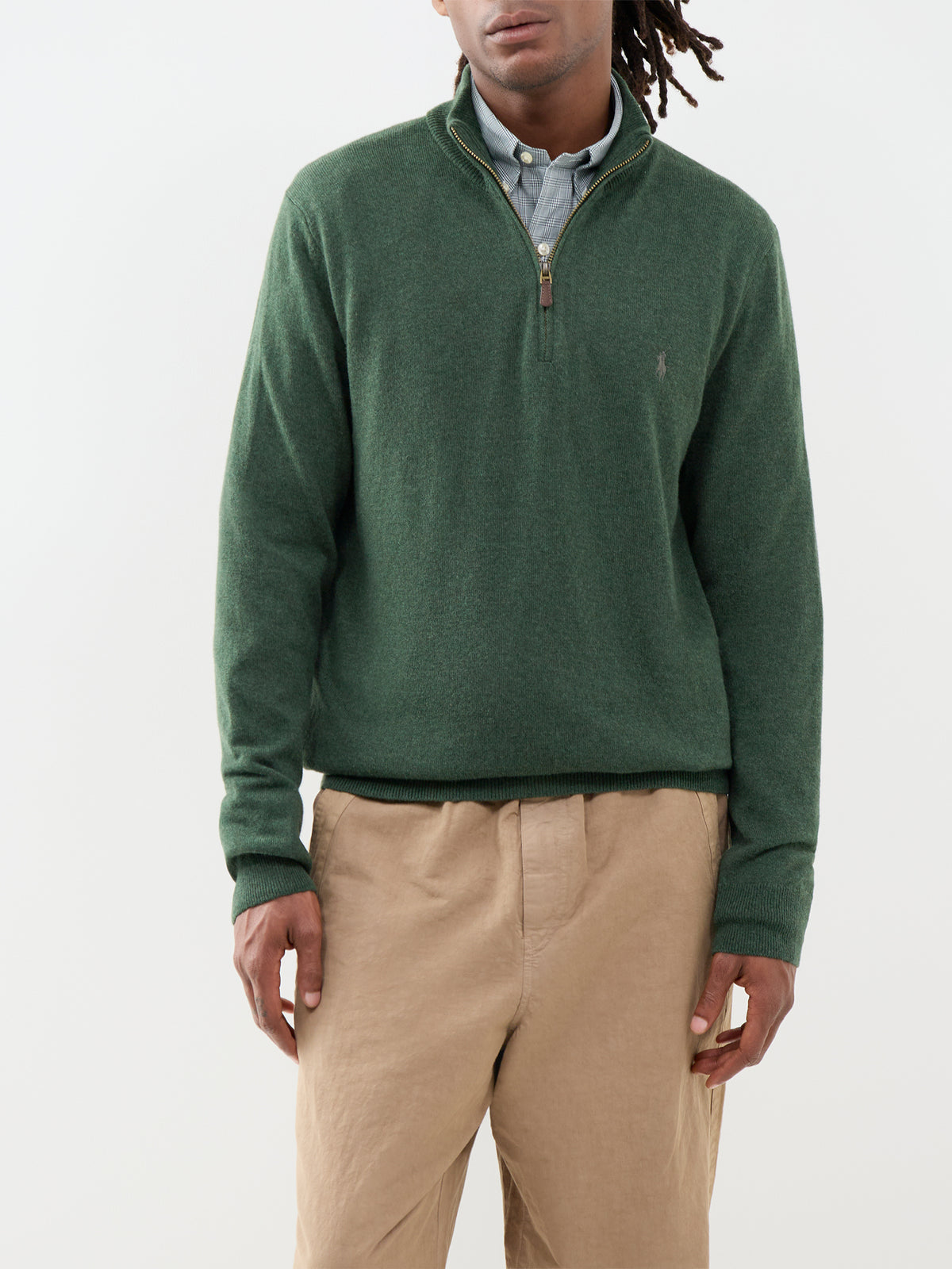 Wool Quarter-Zip Knitted Jumper - Lodgepole Pine Heather
