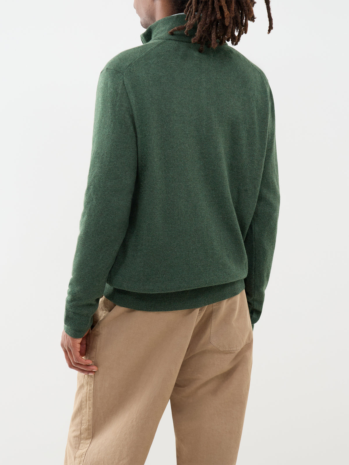 Wool Quarter-Zip Knitted Jumper - Lodgepole Pine Heather