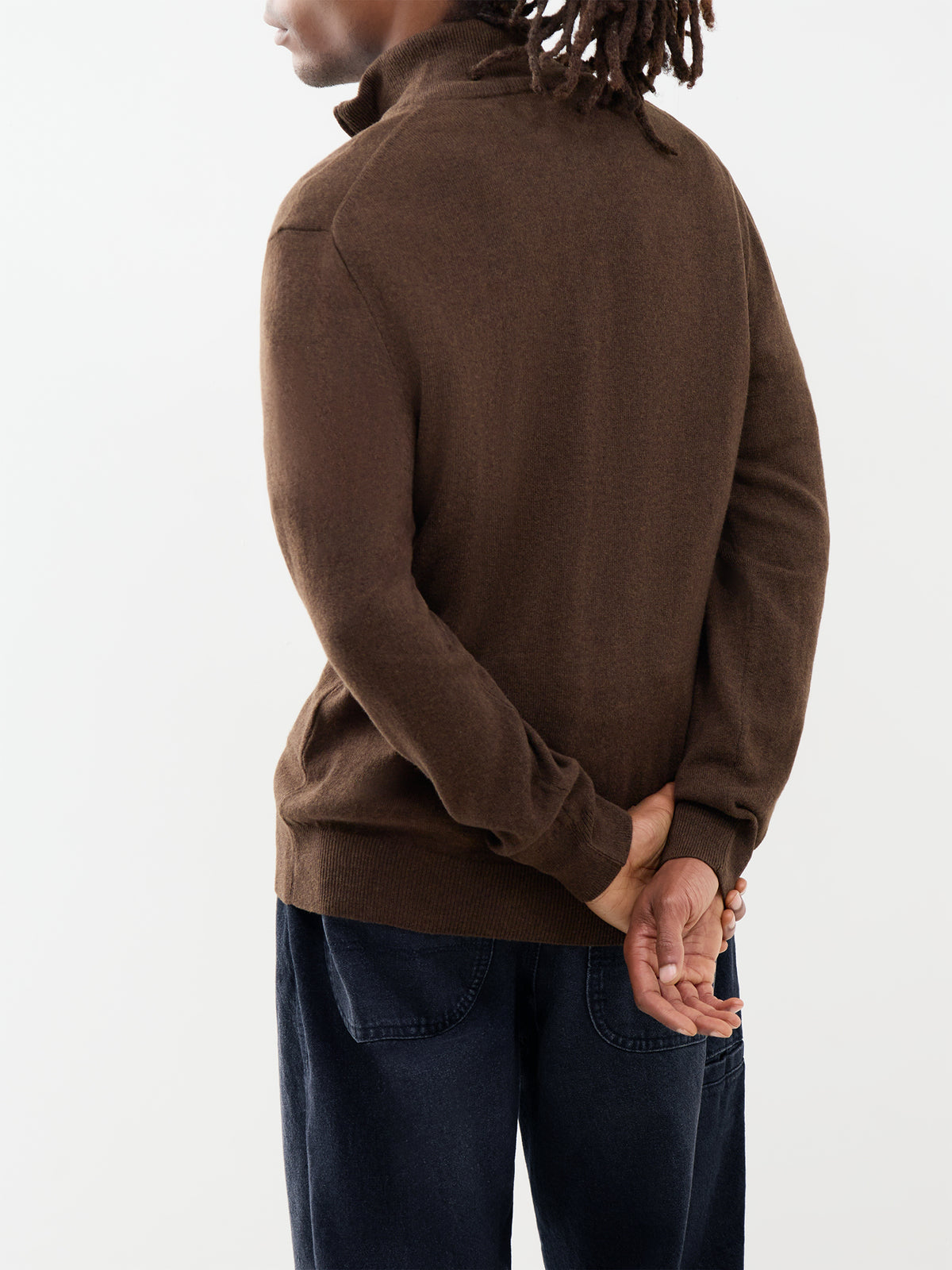 Wool Quarter-Zip Knitted Jumper - Cinnamon Brown Heather