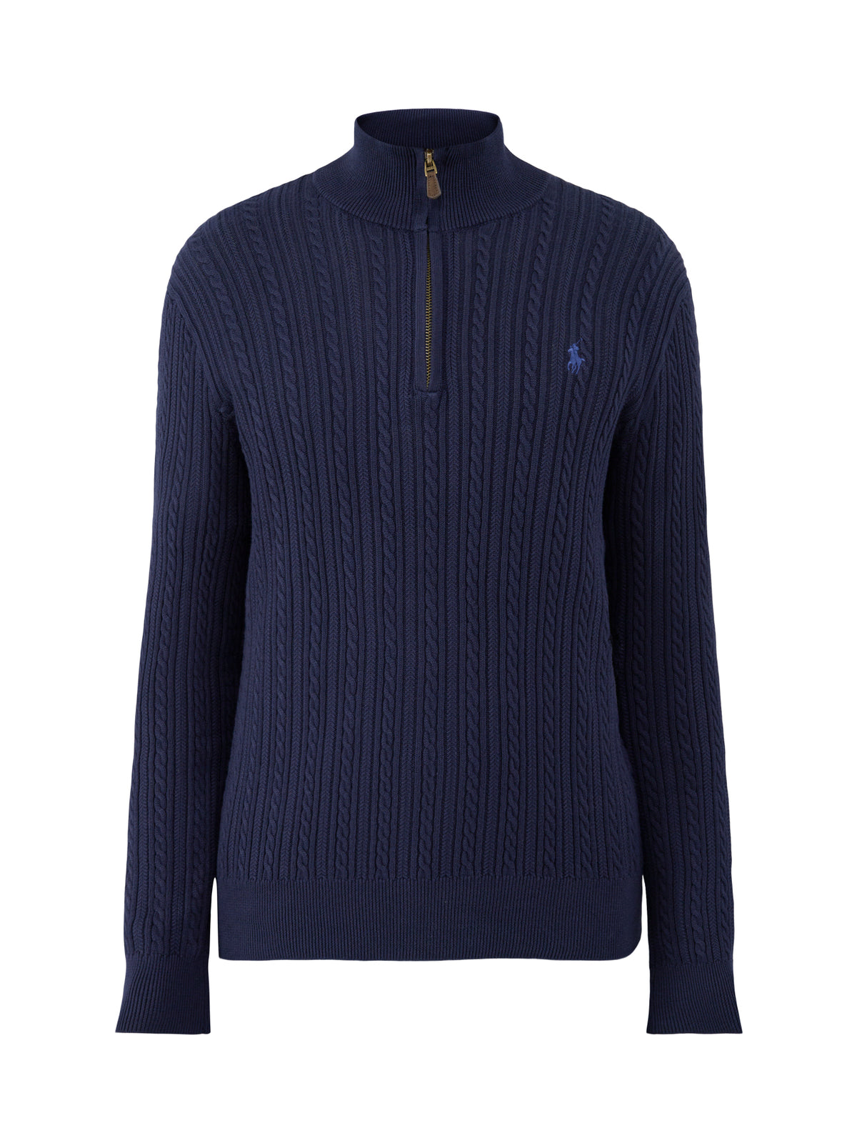 Small Cable Cotton Quarter-Zip Jumper - Hunter Navy