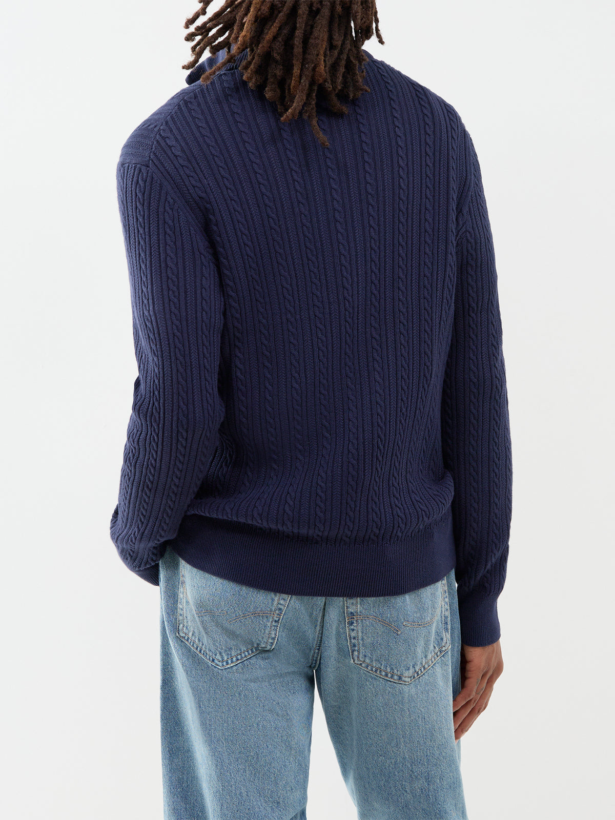 Small Cable Cotton Quarter-Zip Jumper - Hunter Navy
