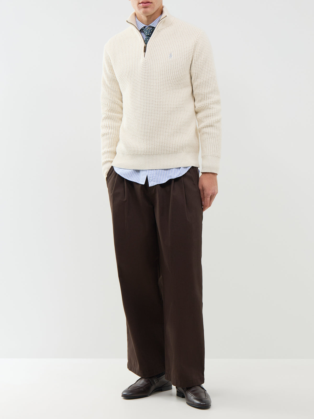 Textured Quarter-Zip Knitted Jumper