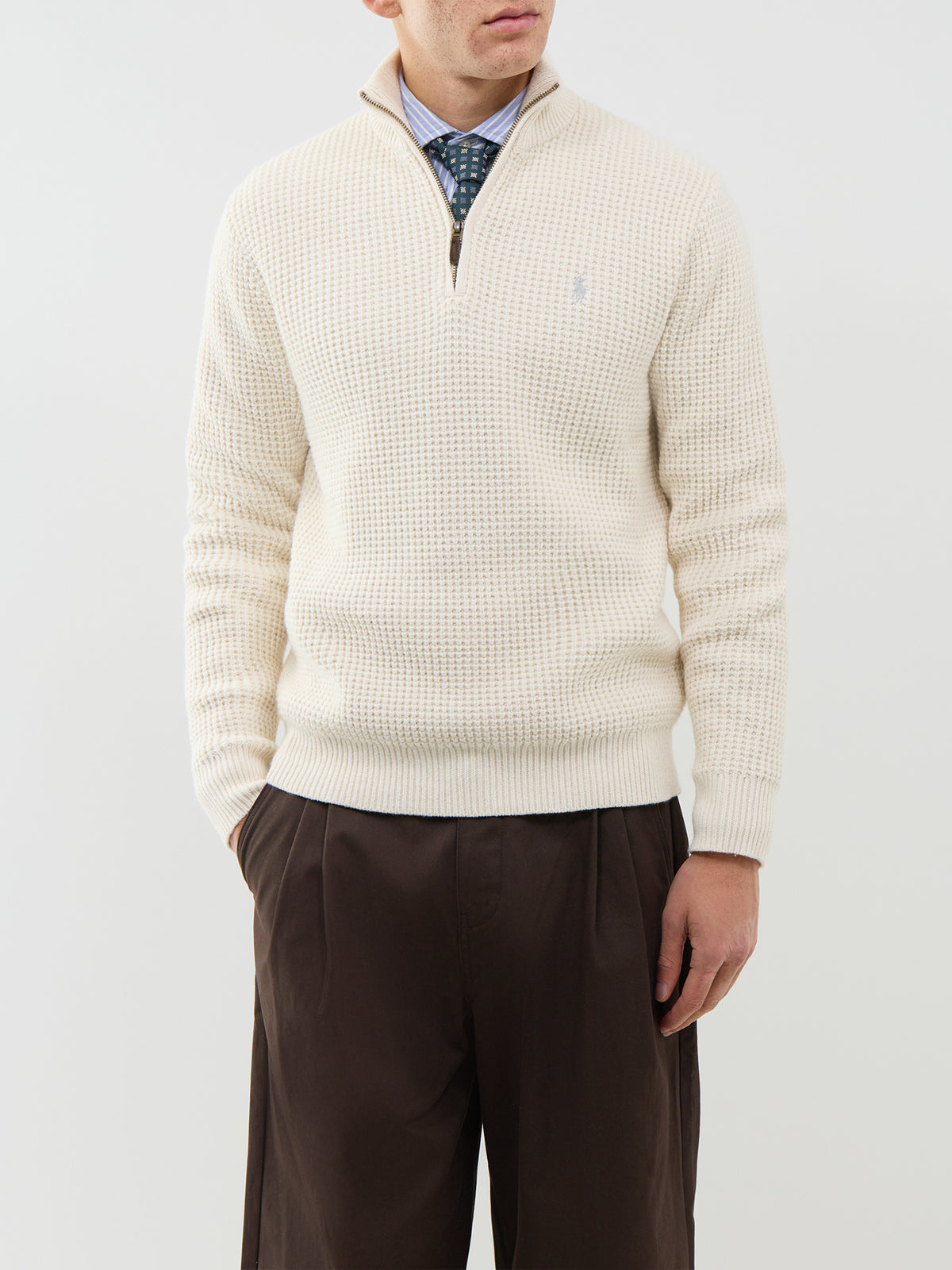 Textured Quarter-Zip Knitted Jumper