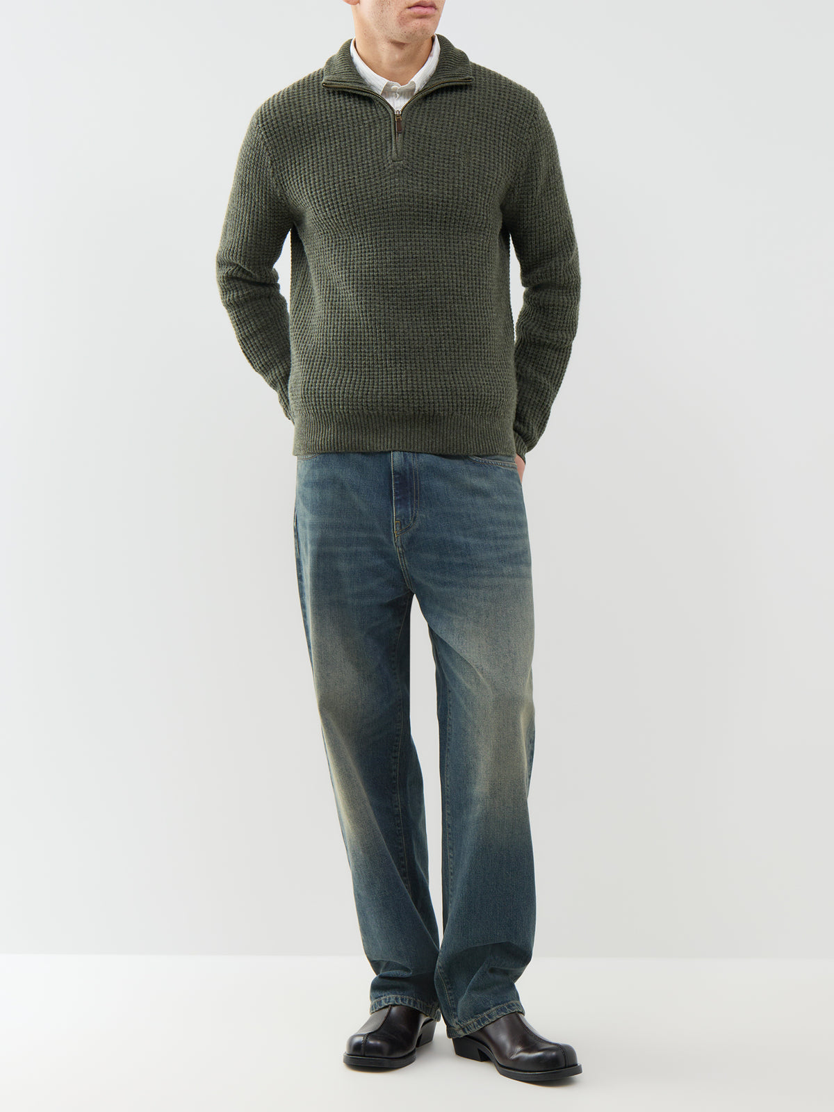 Textured Quarter-Zip Knitted Jumper