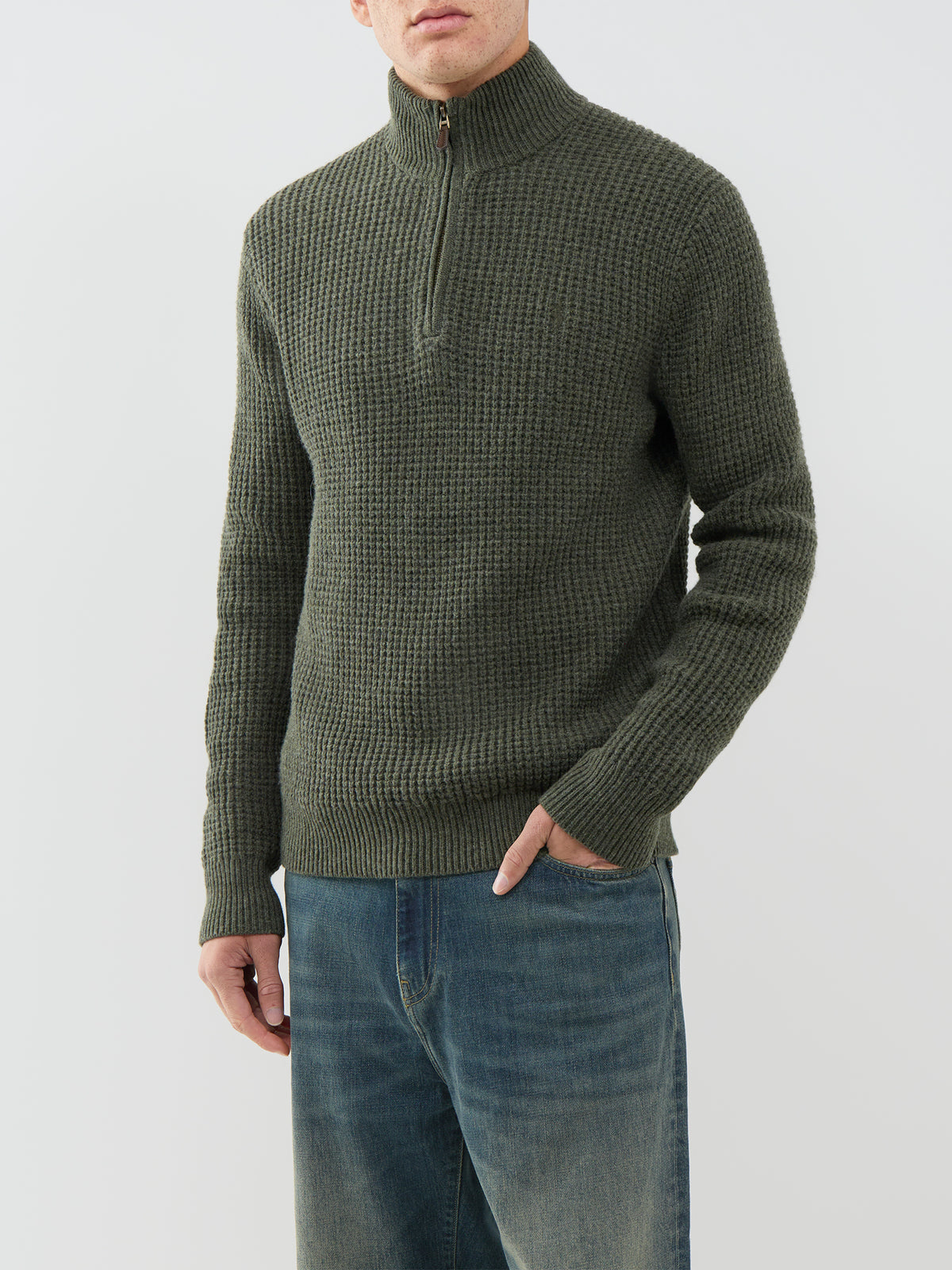 Textured Quarter-Zip Knitted Jumper