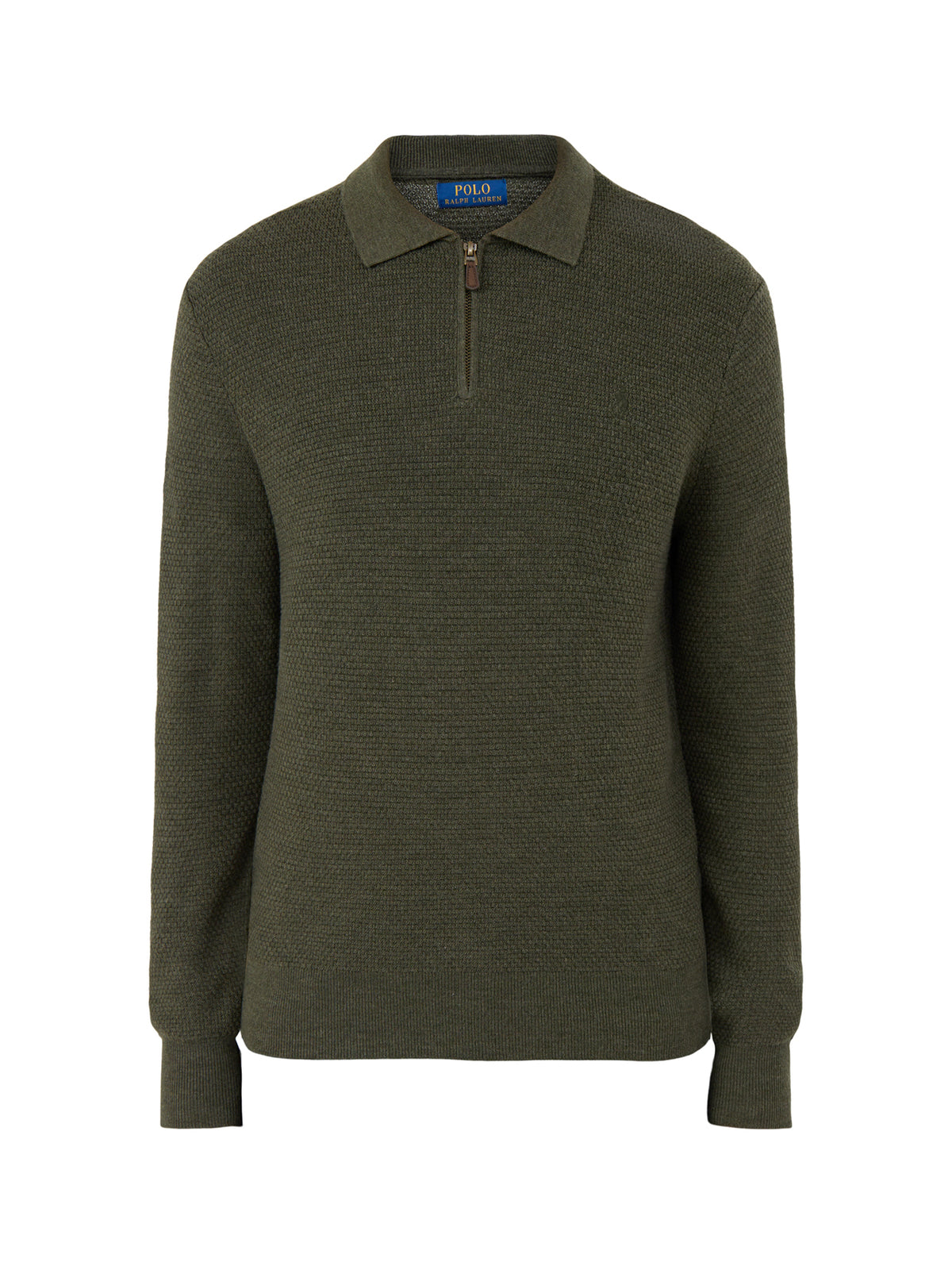 Textured 100% Wool Zip-Neck Polo Jumper