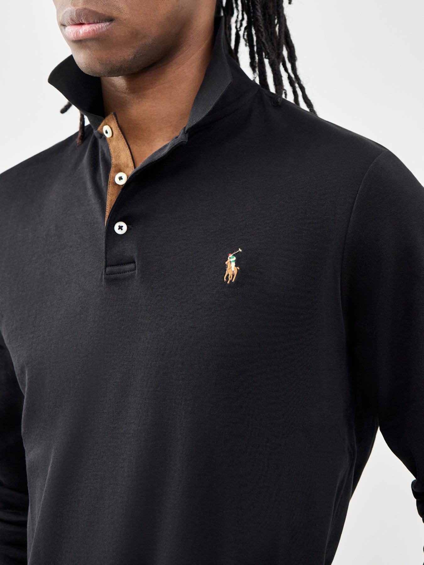 Pima Soft Touch Long Sleeve Polo Shirt Black