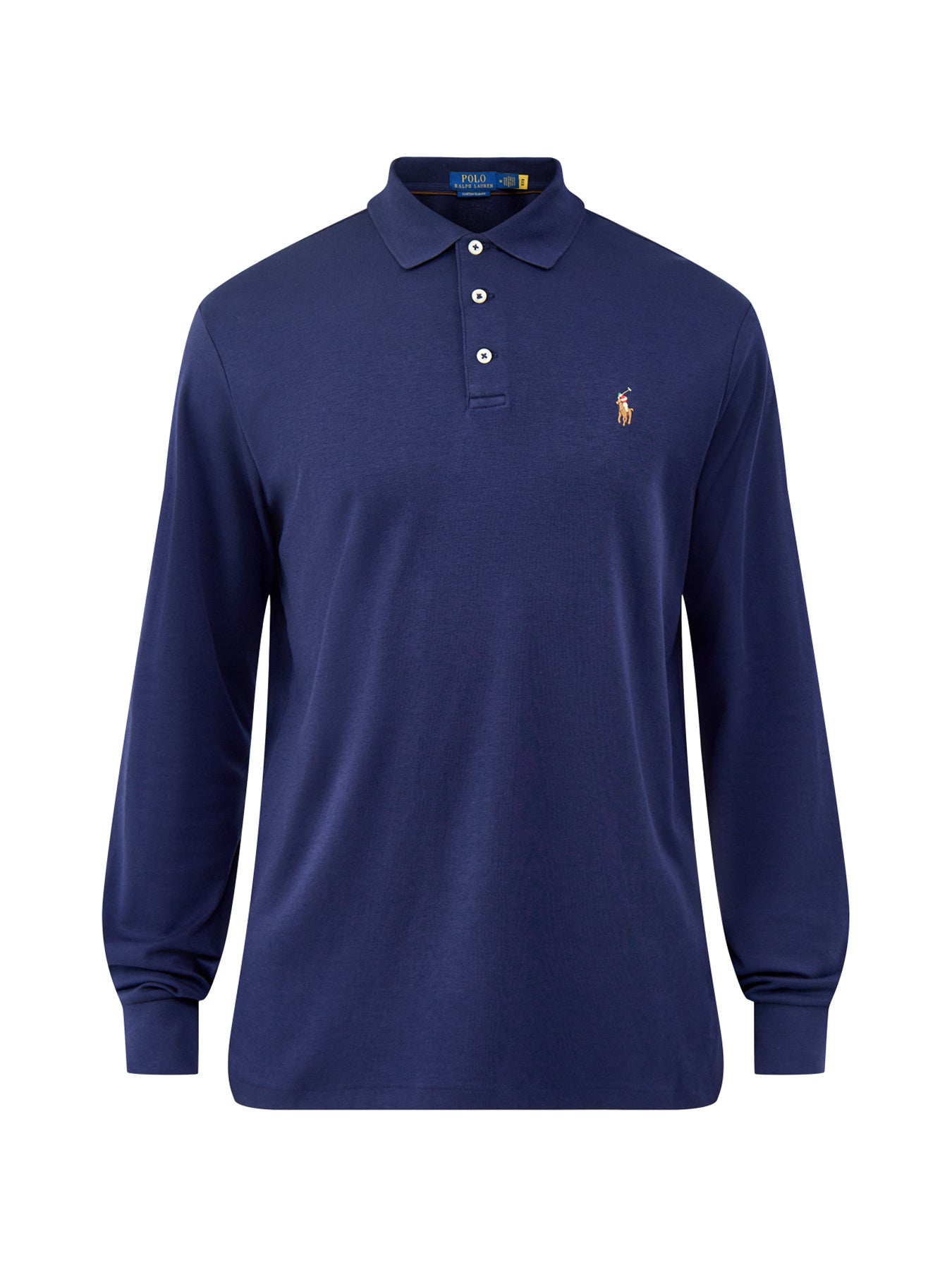 Pima Soft Touch Long Sleeve Polo Shirt Navy