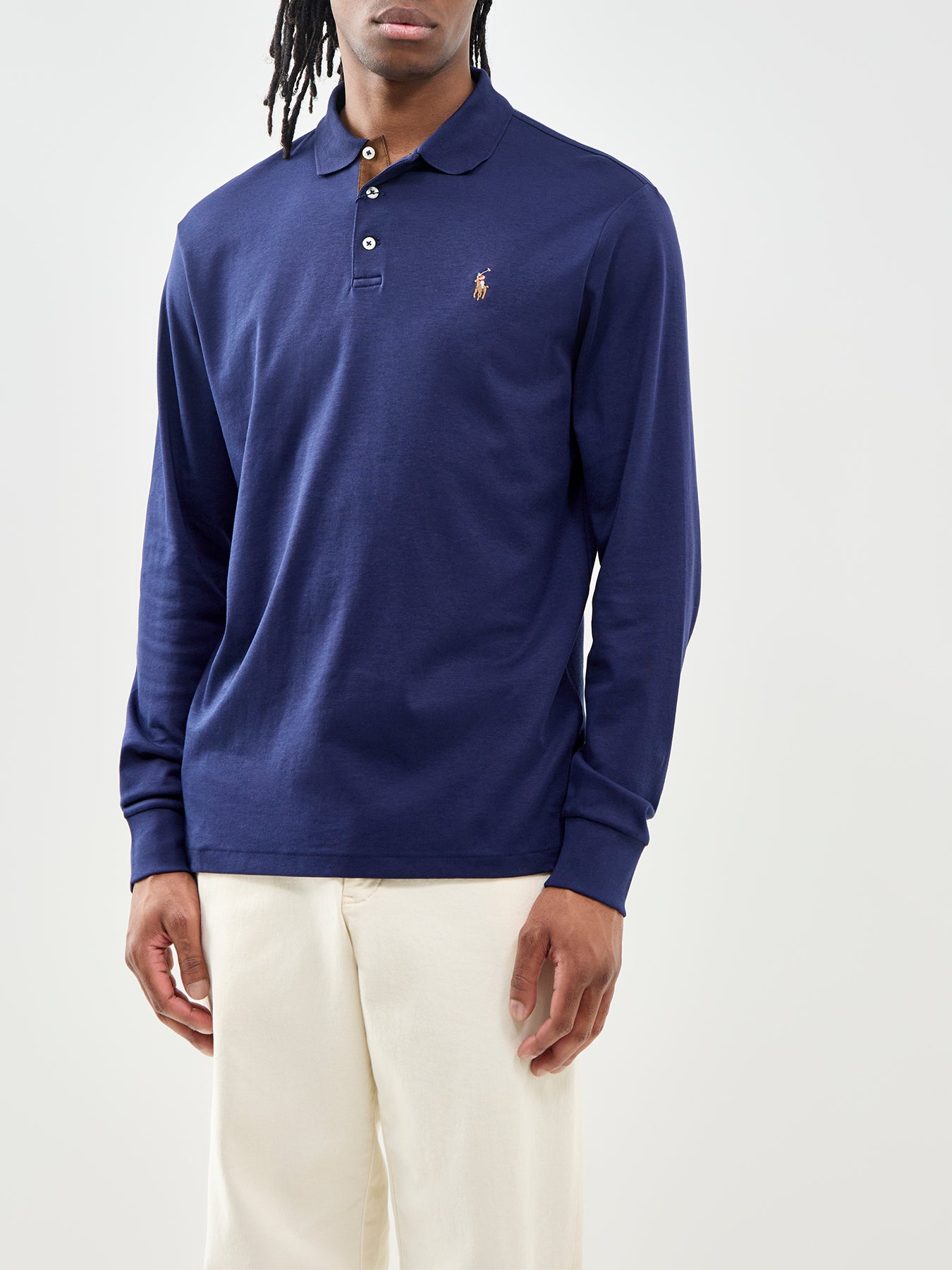 Pima Soft Touch Long Sleeve Polo Shirt Navy