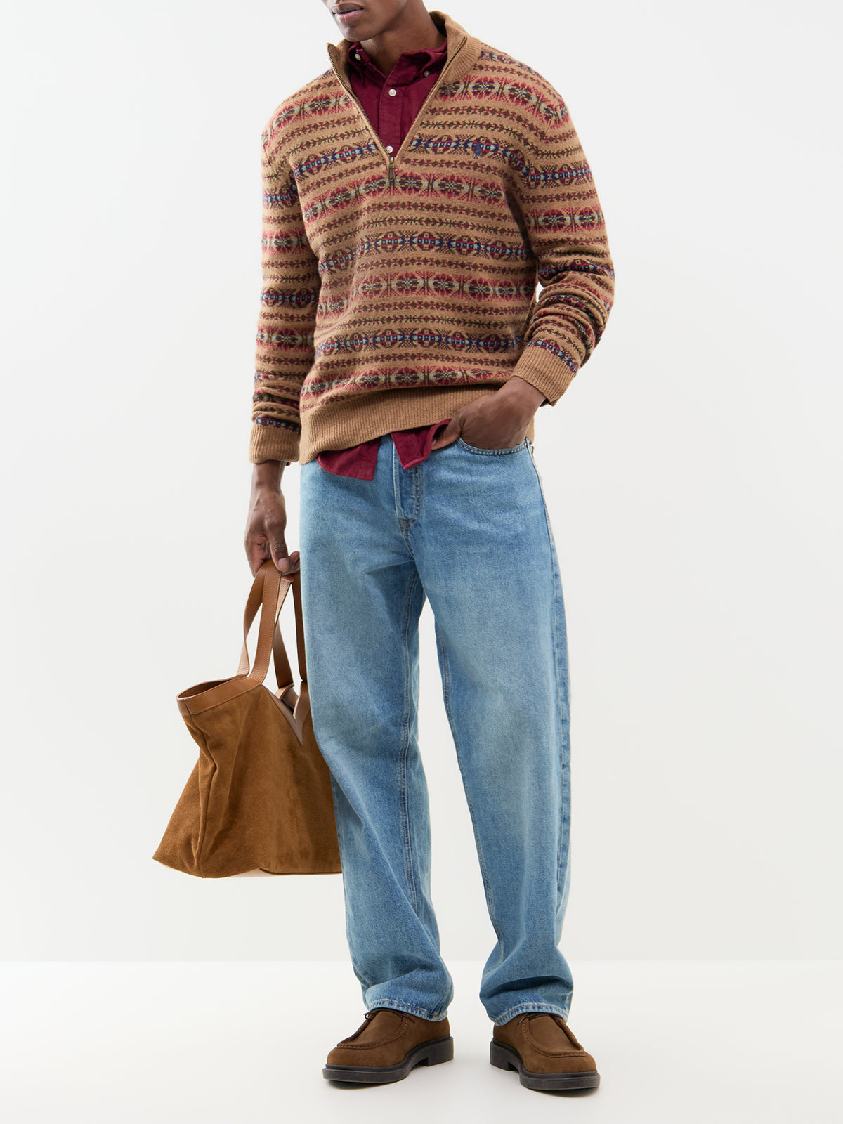 Custom Fit Cotton Corduroy Shirt - Burgundy