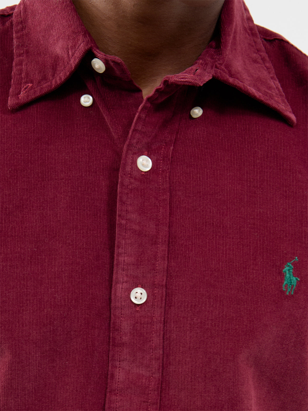 Custom Fit Cotton Corduroy Shirt - Burgundy