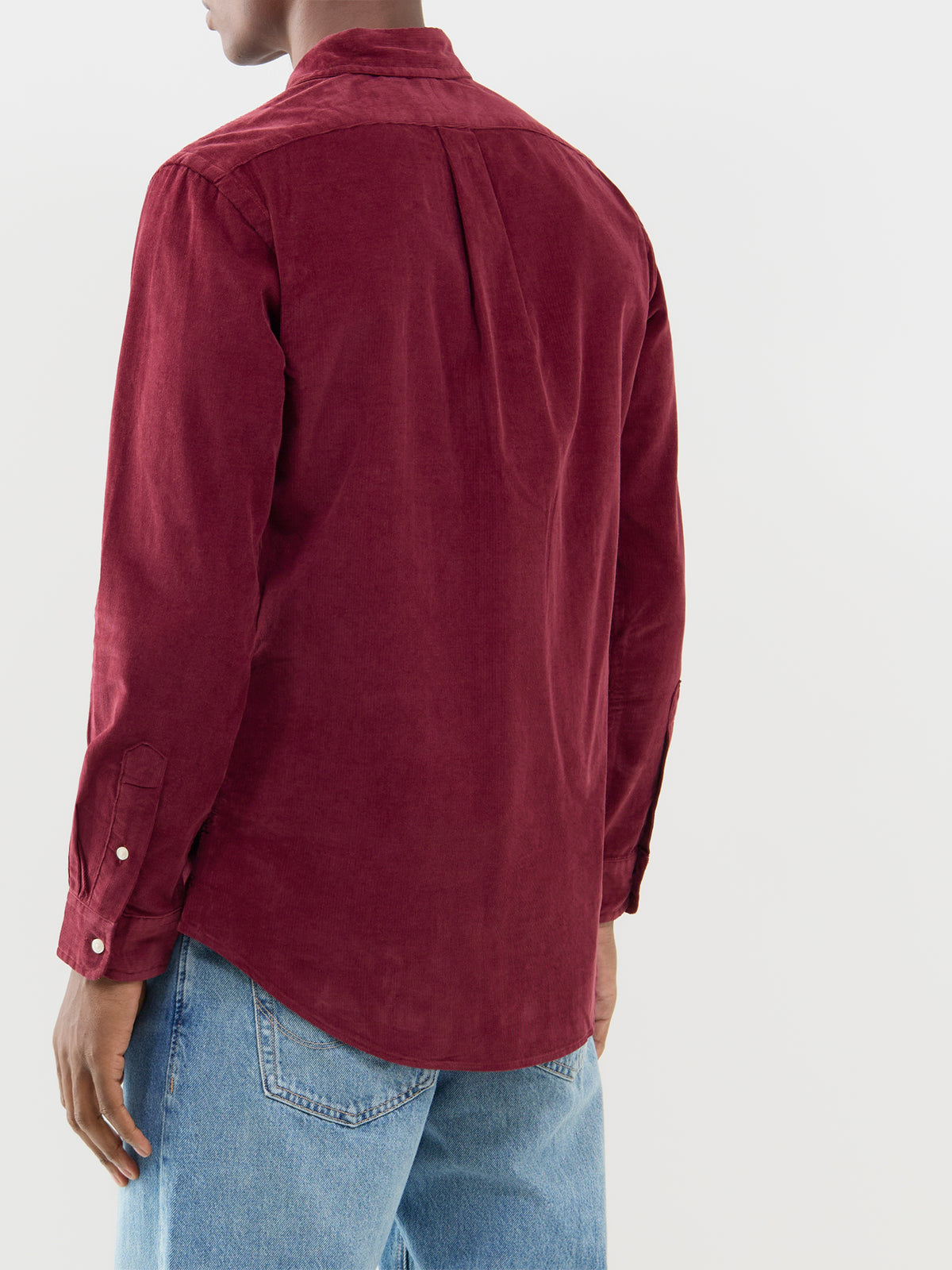 Custom Fit Cotton Corduroy Shirt - Burgundy