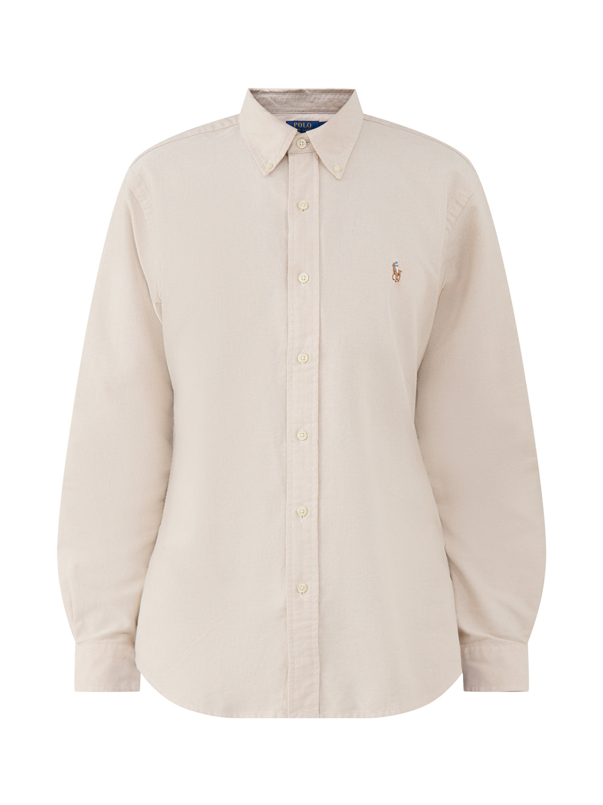 Custom Fit Cotton Oxford Shirt - Camel & White
