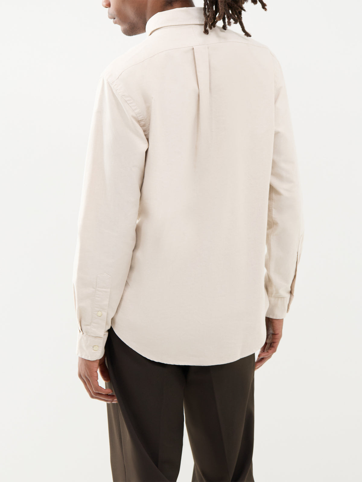 Custom Fit Cotton Oxford Shirt - Camel & White