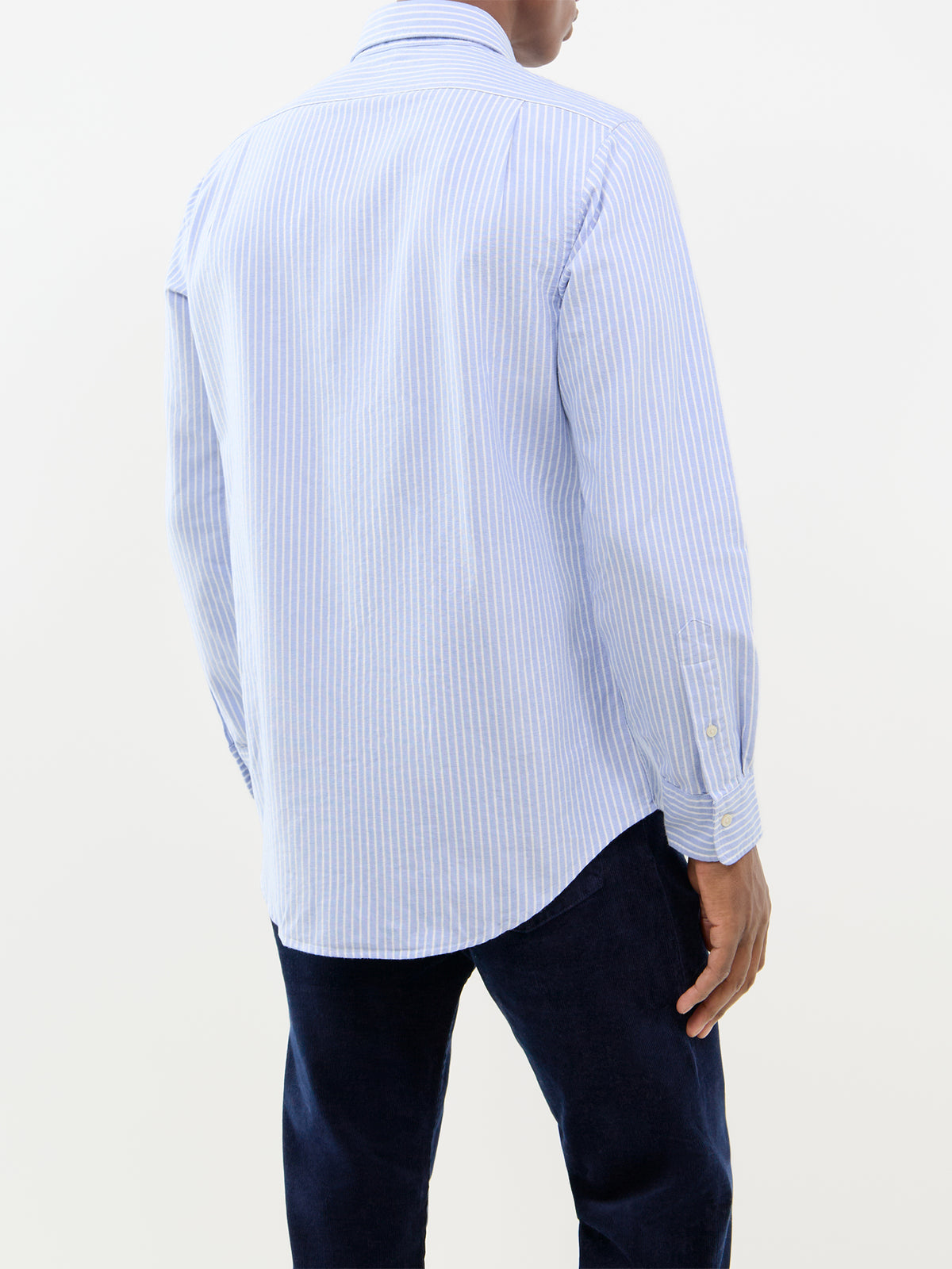 Custom Fit Cotton Oxford Stripe Shirt - Blue & White