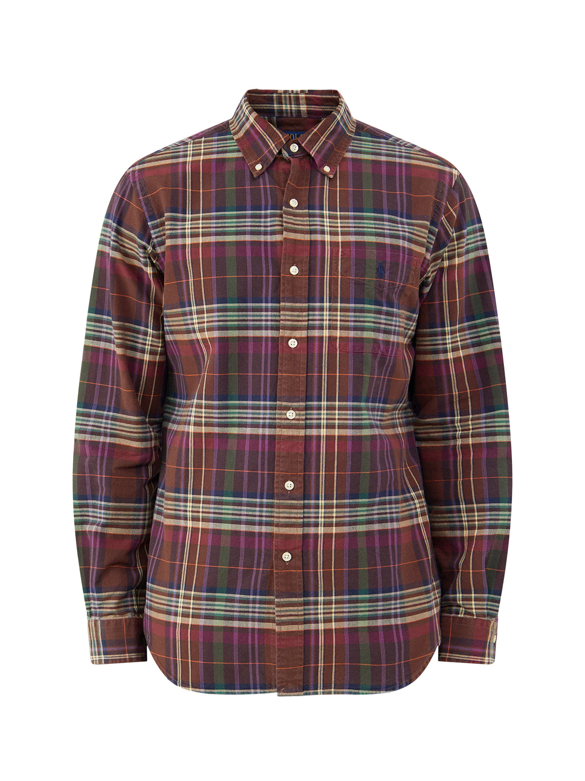 Custom Fit Cotton Check Shirt - Brown, Green & Multi