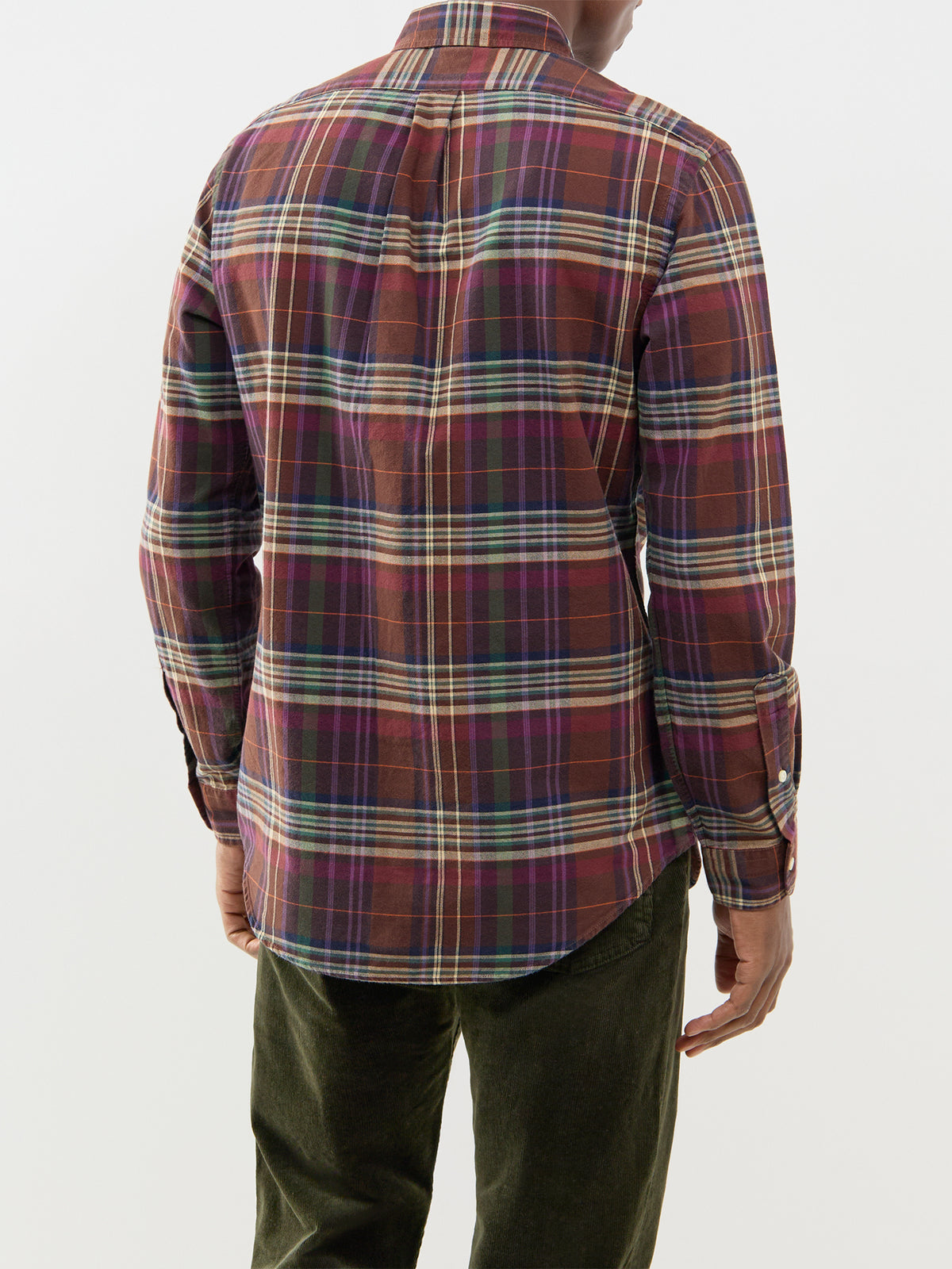 Custom Fit Cotton Check Shirt - Brown, Green & Multi