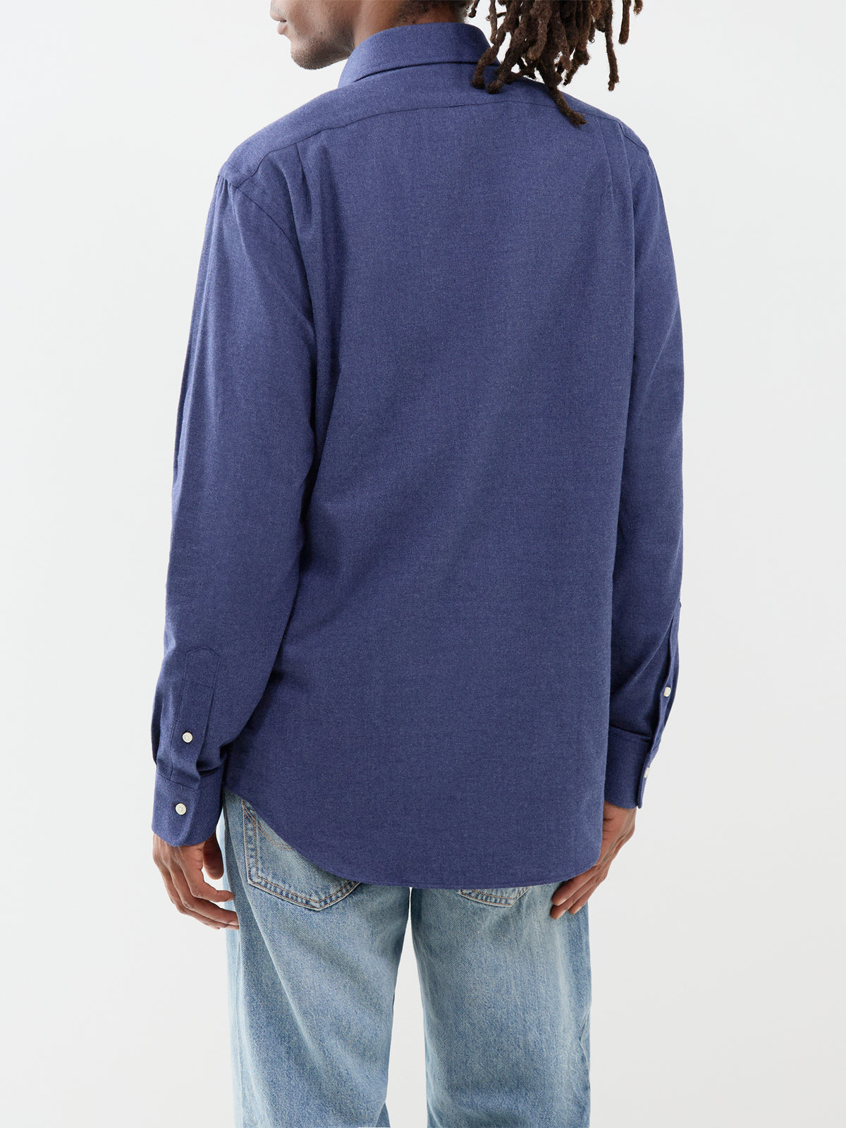 Custom Fit Cotton Blend Soft Twill Shirt - Spring Navy Heather