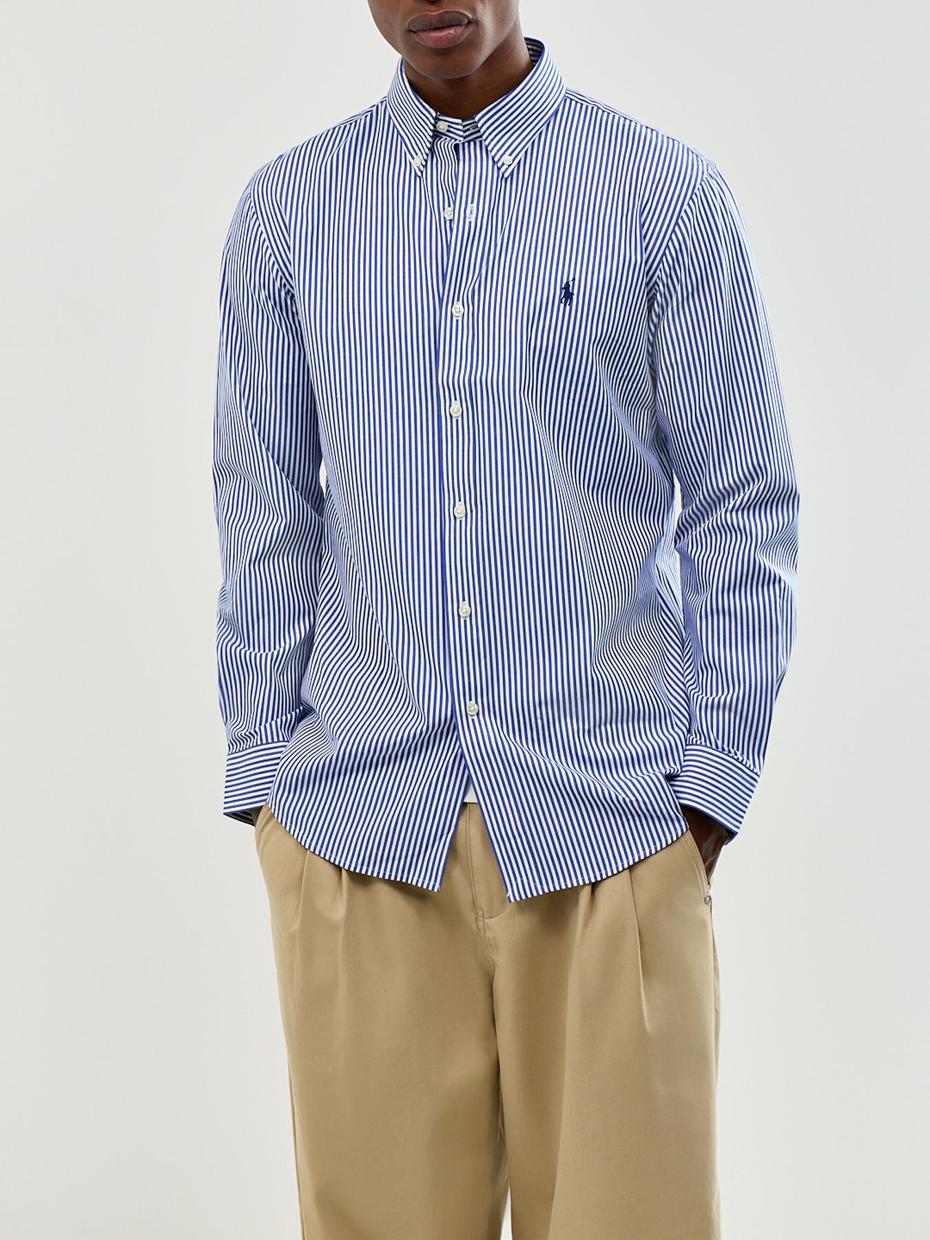 Men's Custom Fit Cotton Stripe Poplin Shirt